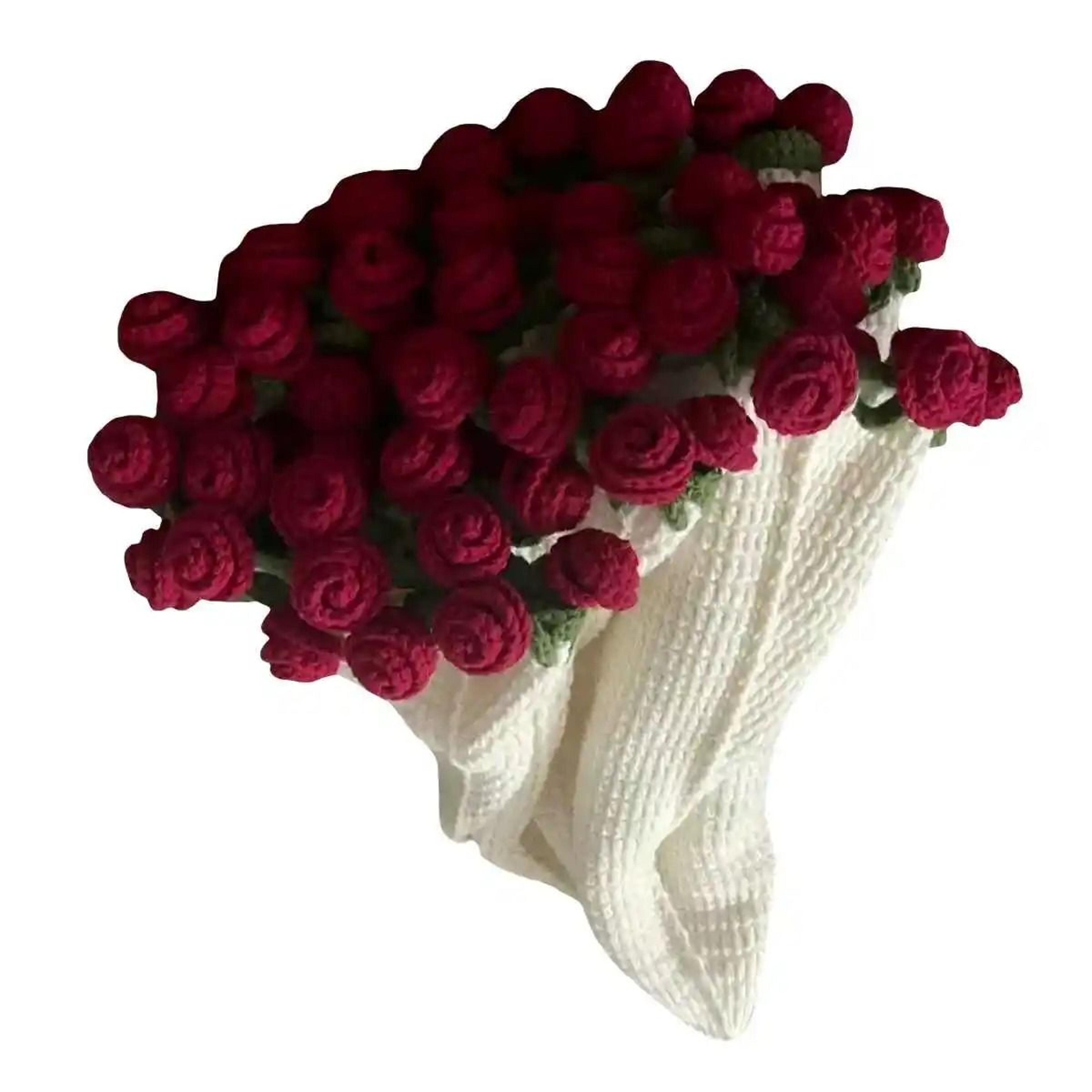 Rose Bouquet Crochet Blanket Handmade Soft Acrylic Throw 2