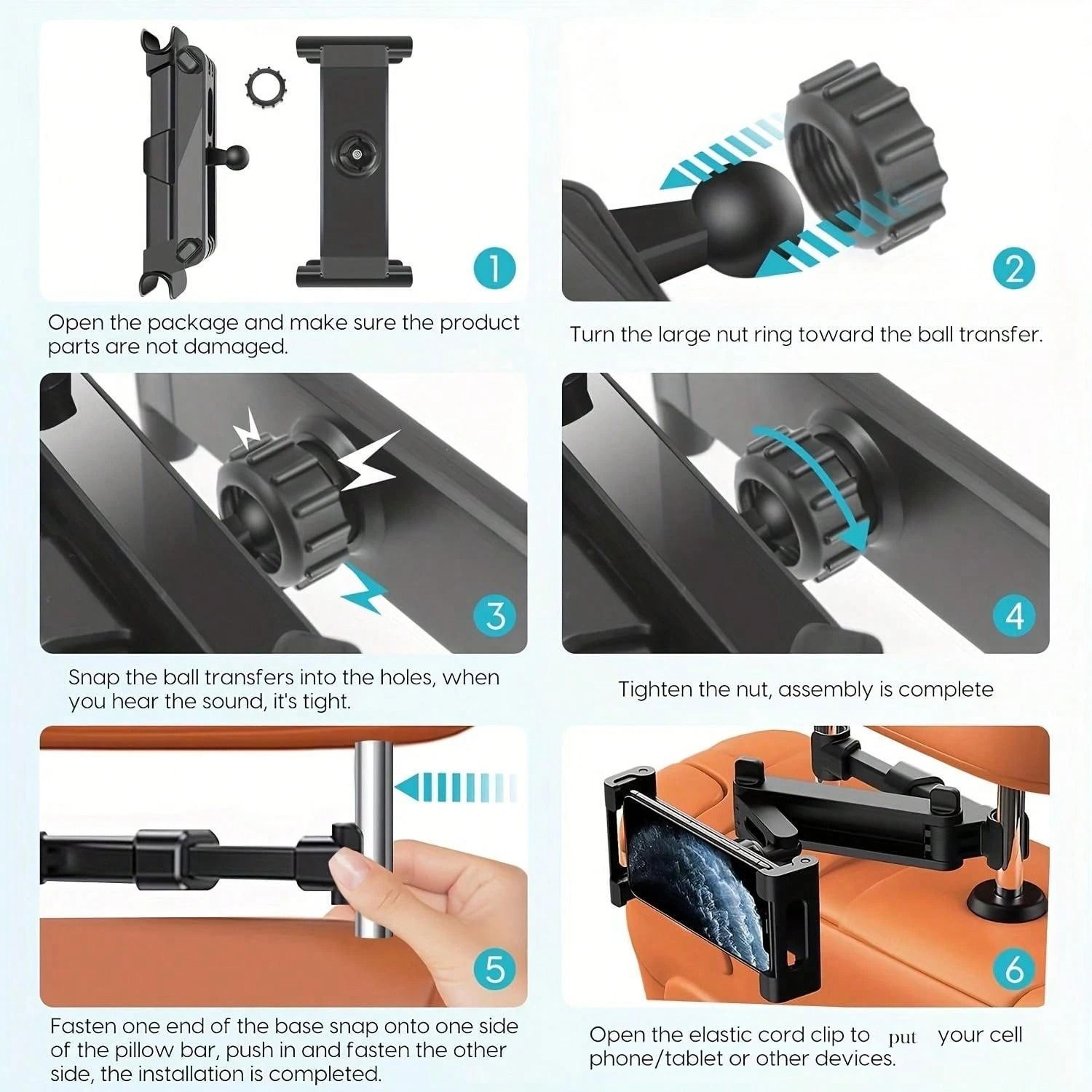 Car Headrest Tablet Holder With Adjustable Mount For Phones And Tablets 4