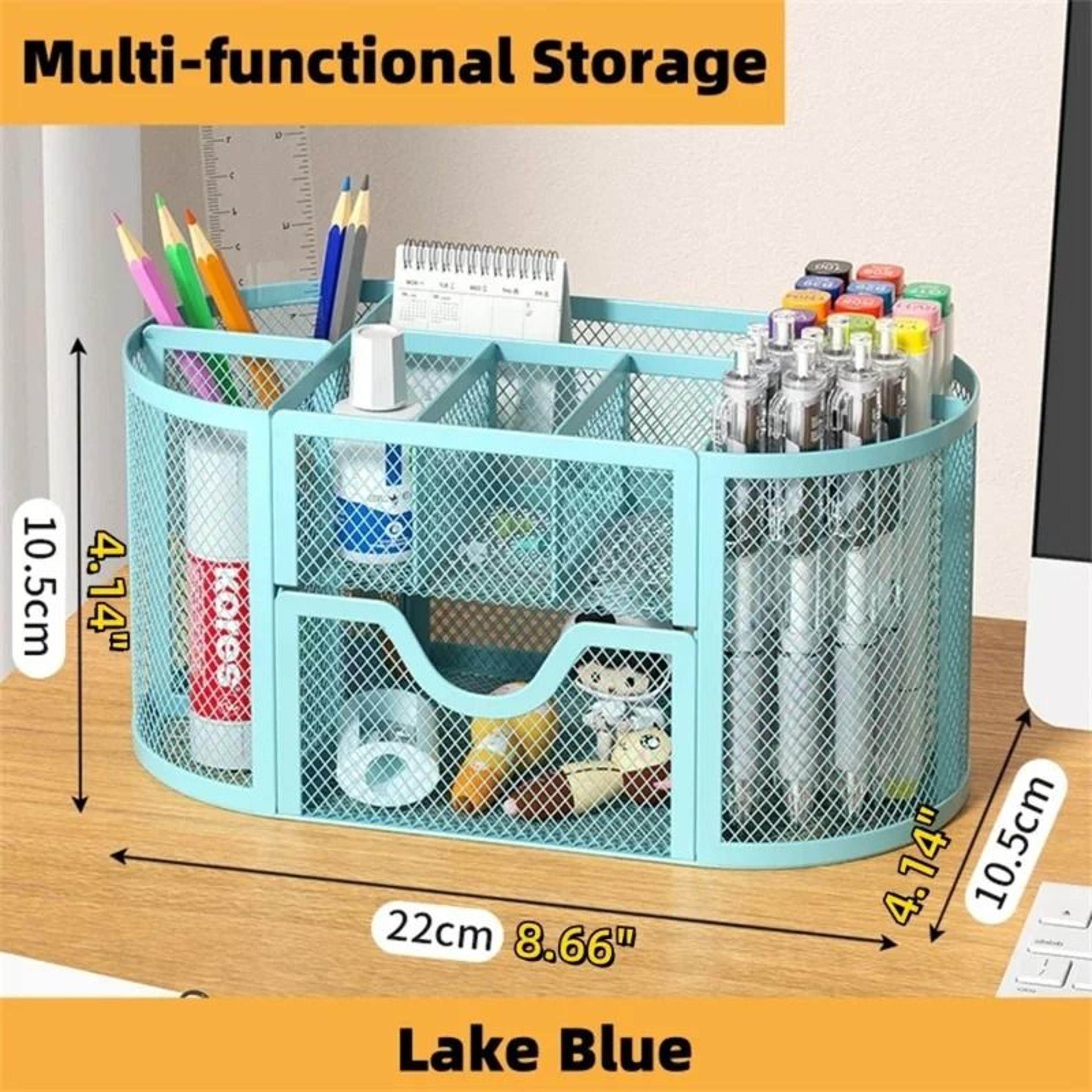 Mesh Desk Organizer With Multi Compartments For Office And Workspace Storage 4
