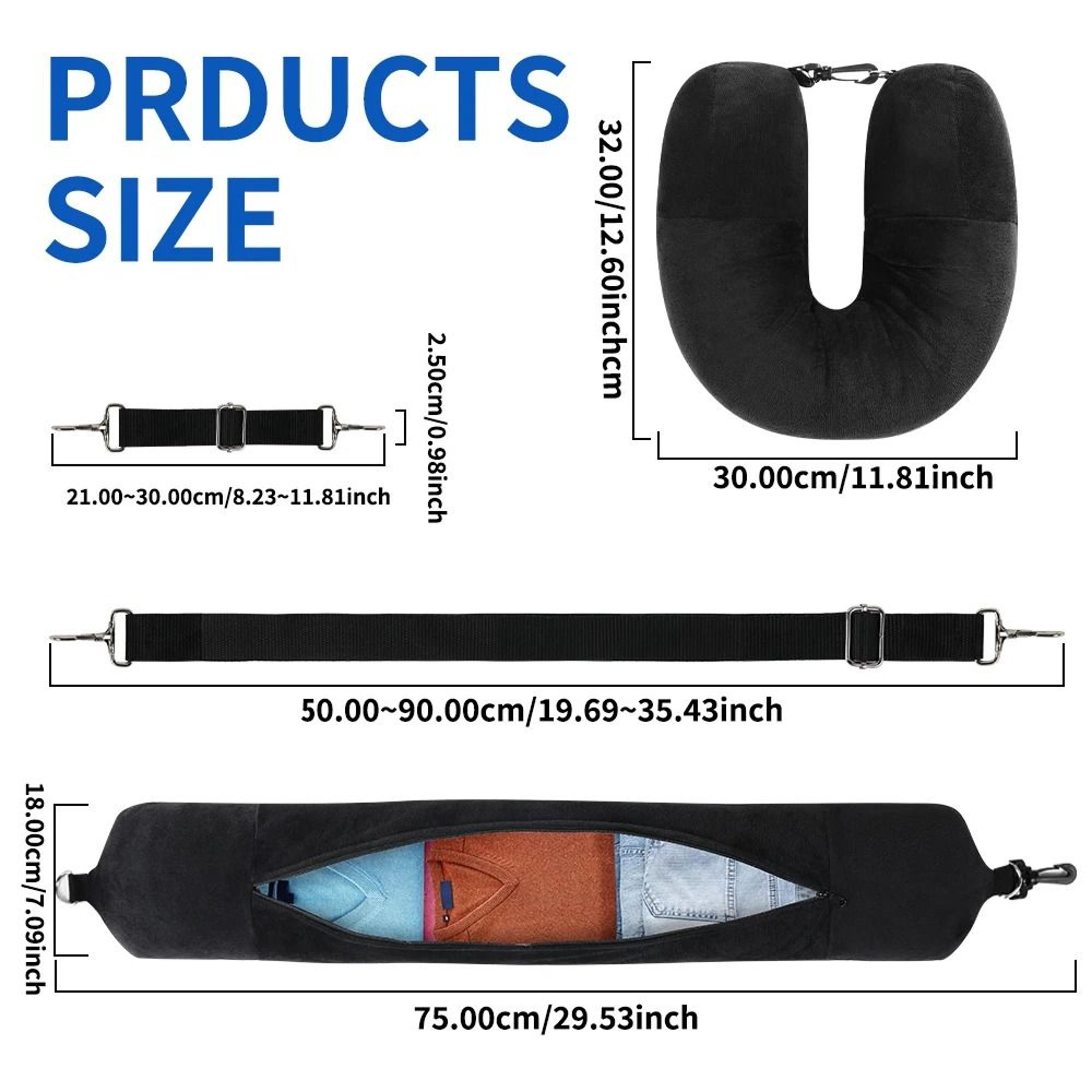 Travel Neck Pillow With Fillable Clothing Pillowcase And Velvet Cover 1