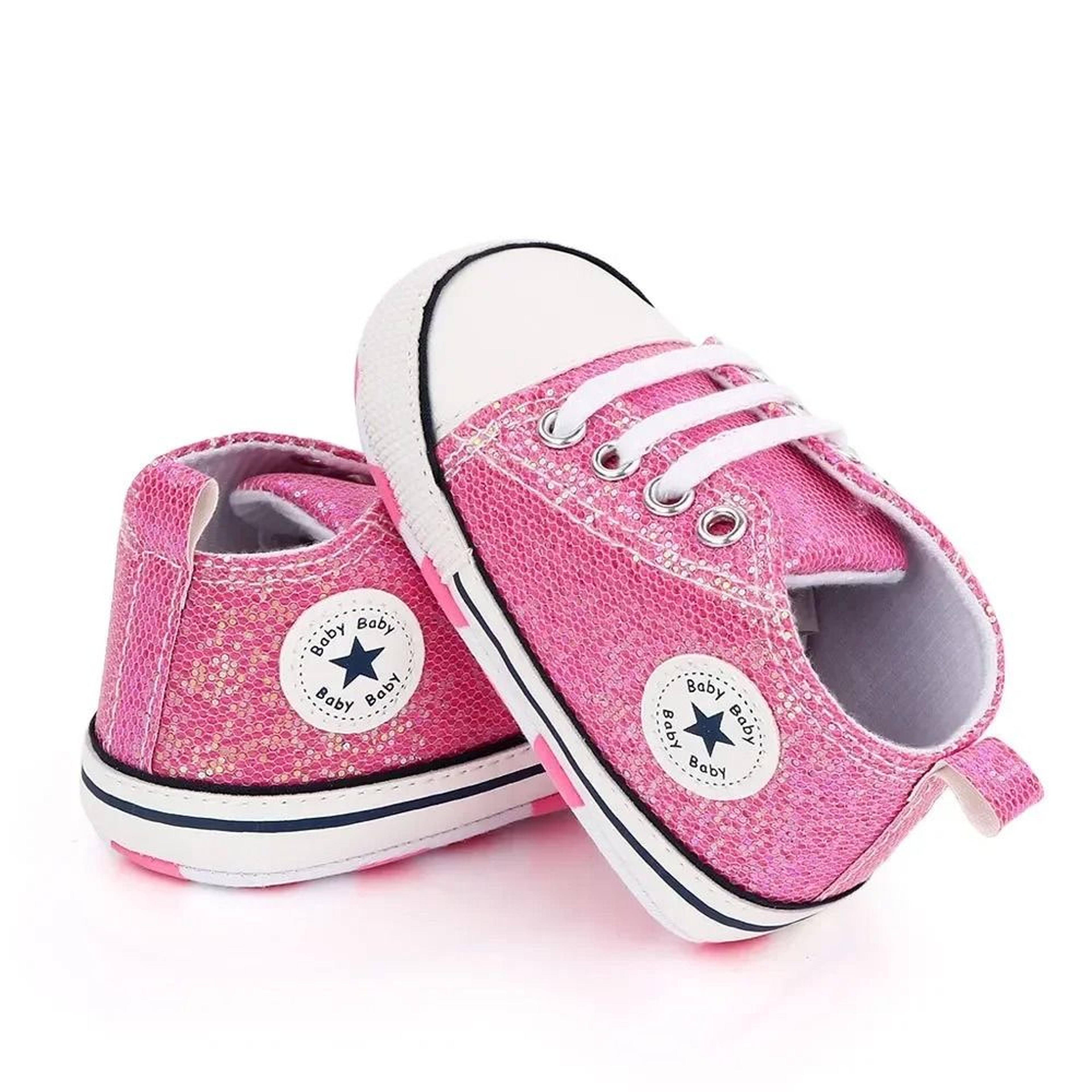 Newborn Sequined Canvas Baby Sneakers Soft Sole Non Slip Walking Shoes 1