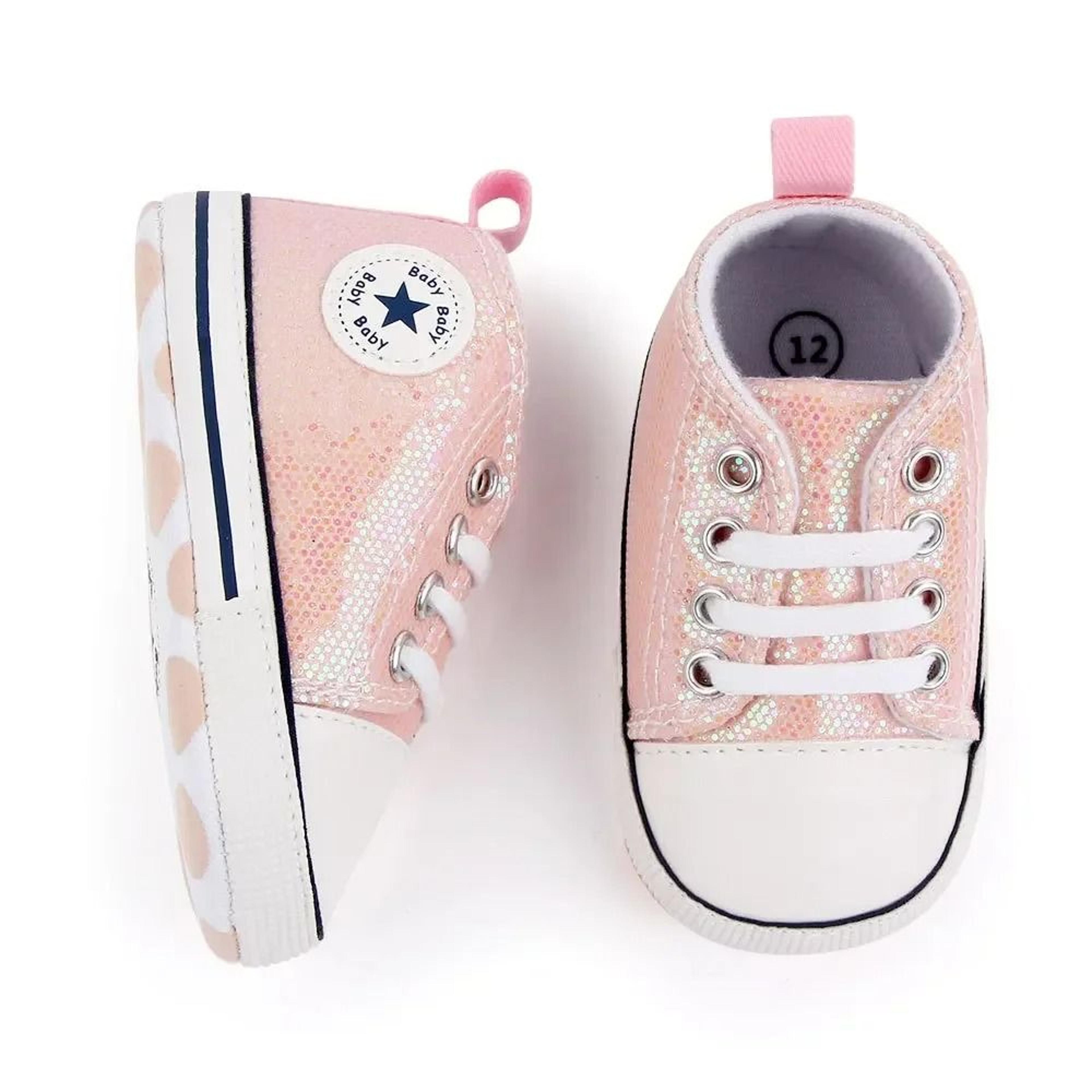 Newborn Sequined Canvas Baby Sneakers Soft Sole Non Slip Walking Shoes 2