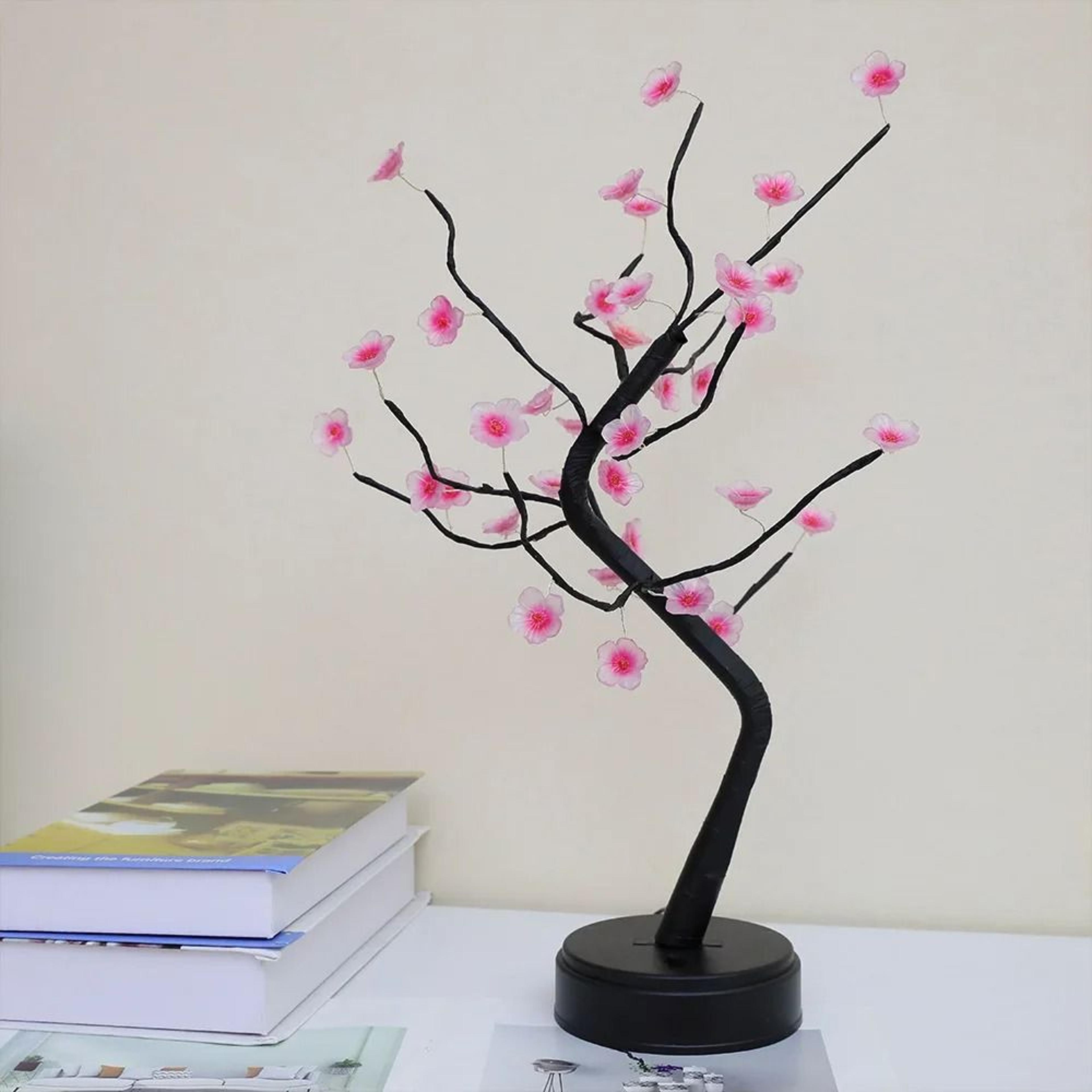 Warm White LED Cherry Blossom Bonsai Tree Lamp With Touch Switch For Home Decoration 2