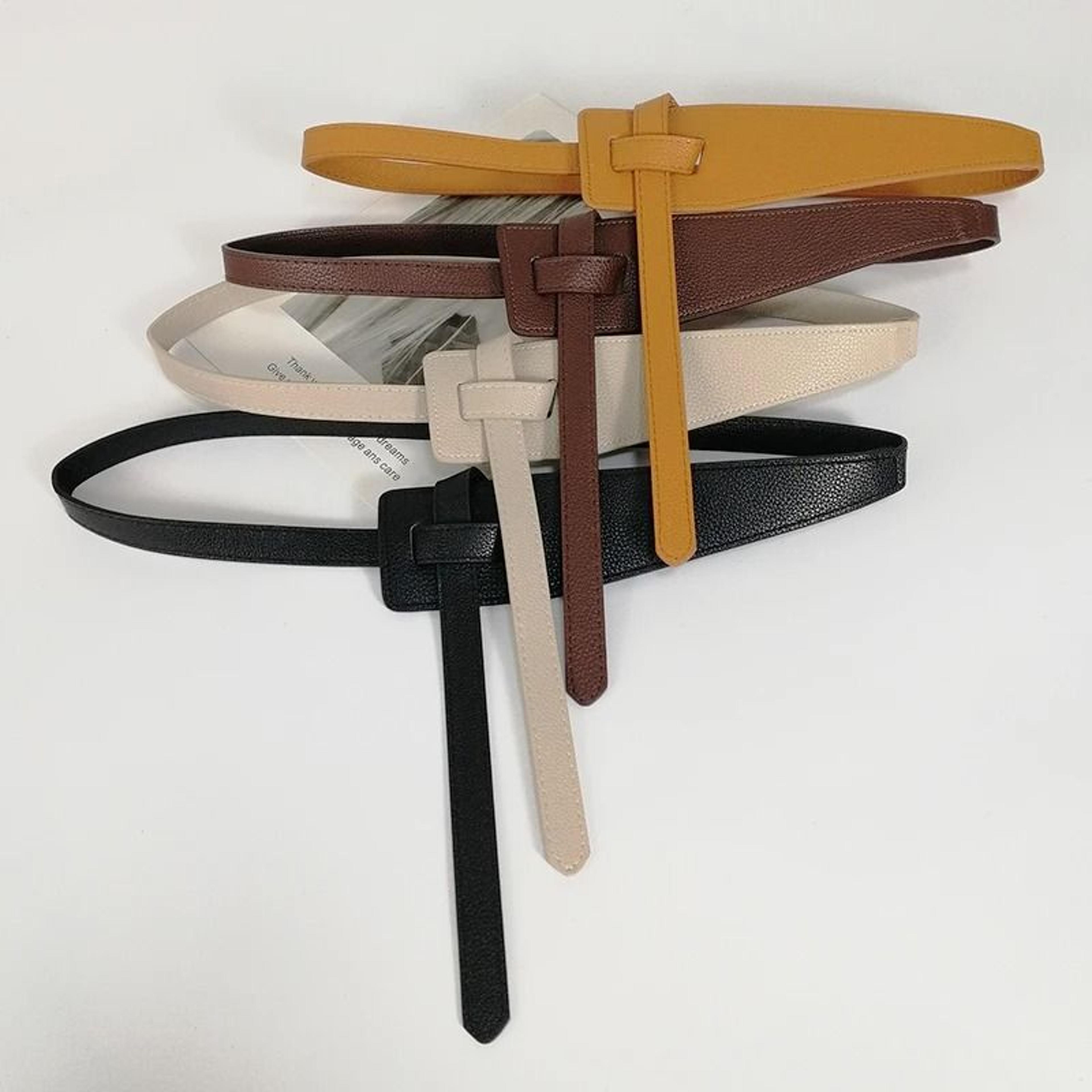 High Quality Soft PU Leather Knot Waist Belt For Women Long Adjustable Corset Style Waistband 2