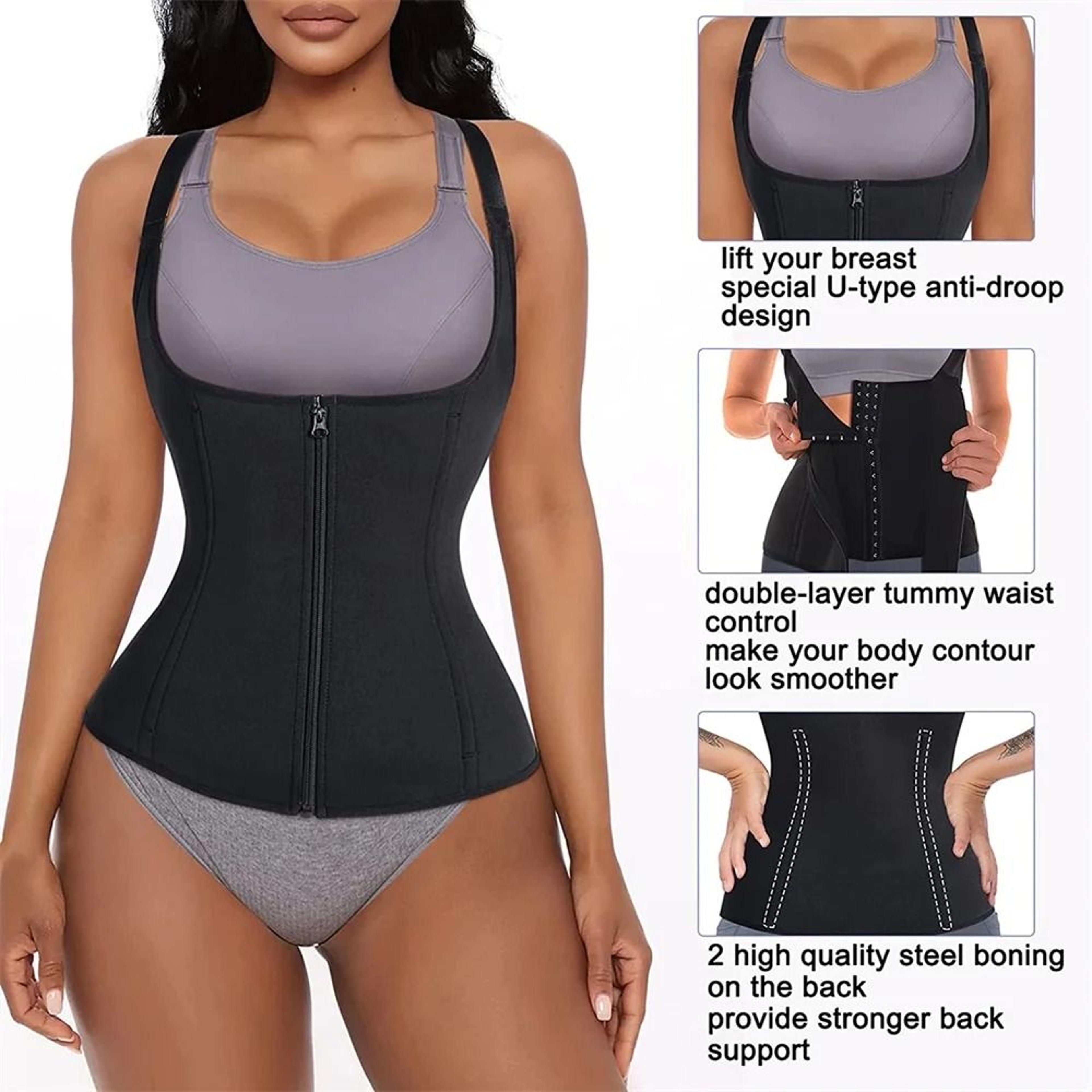 Waist Trainer Tank Top Zipper Tummy Control Sleeveless Body Shaper For Women 1