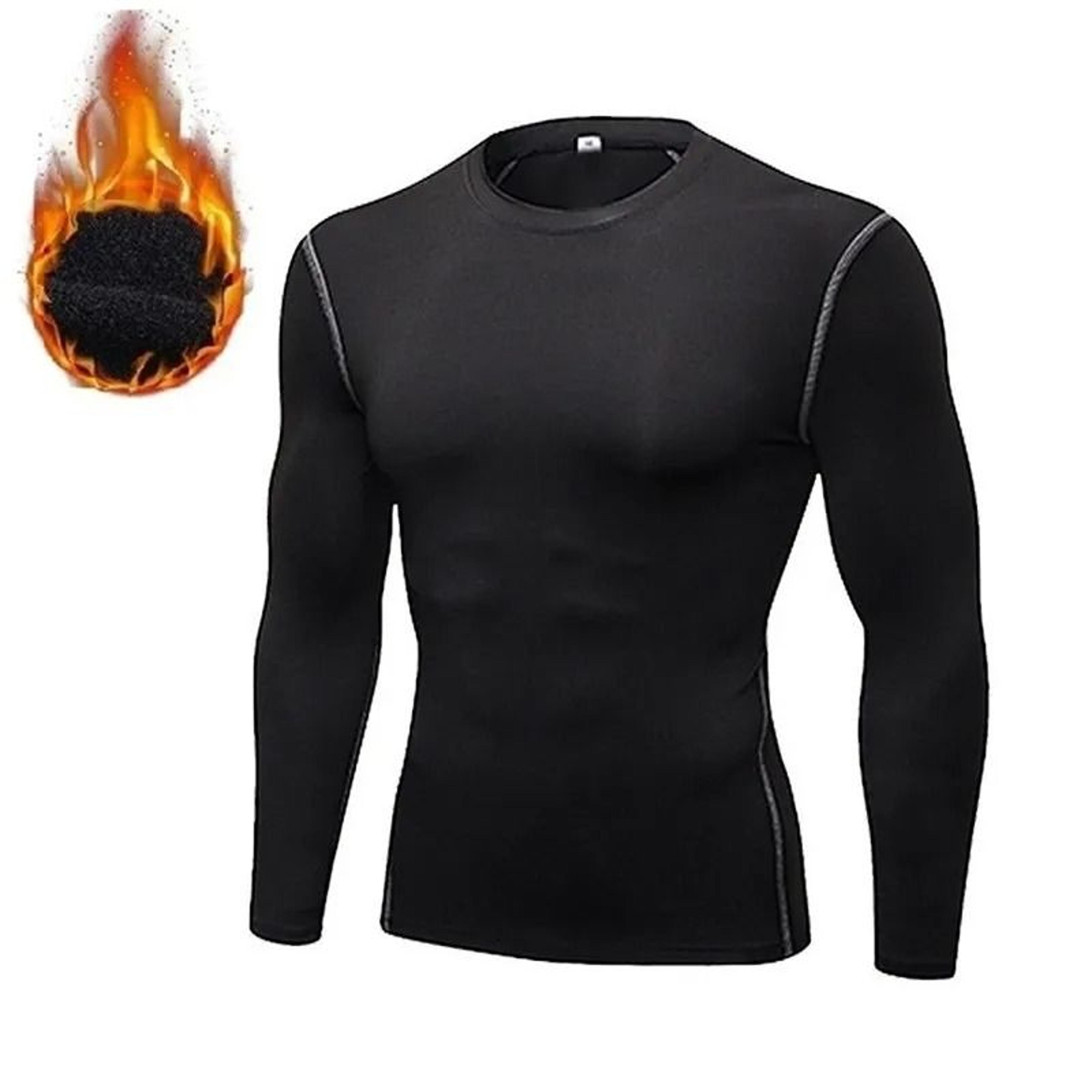 men thermal compression undershirt winter thin fleece base layer for sports fitness and daily wear