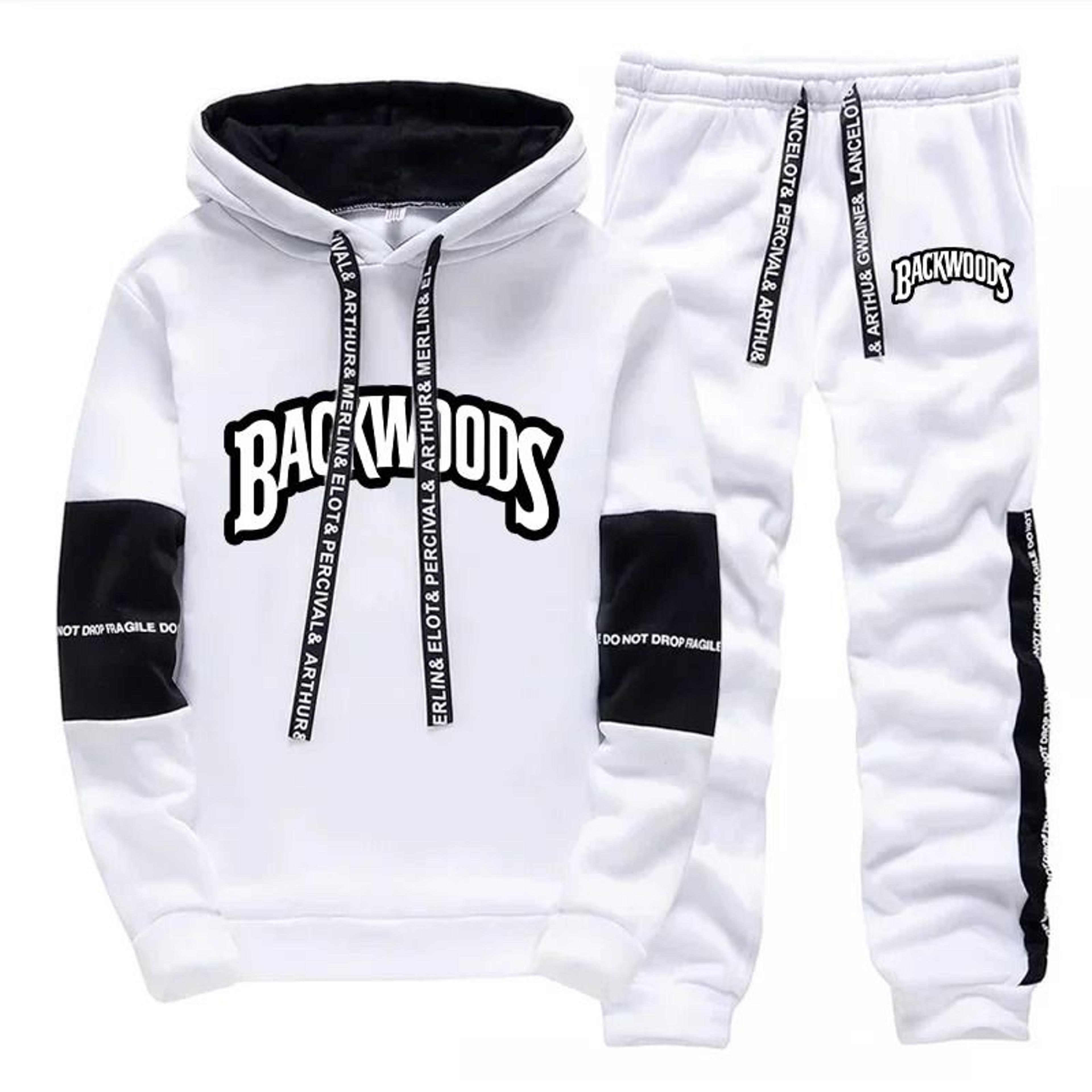 mens casual tracksuit print sweatshirt and sweatpants set