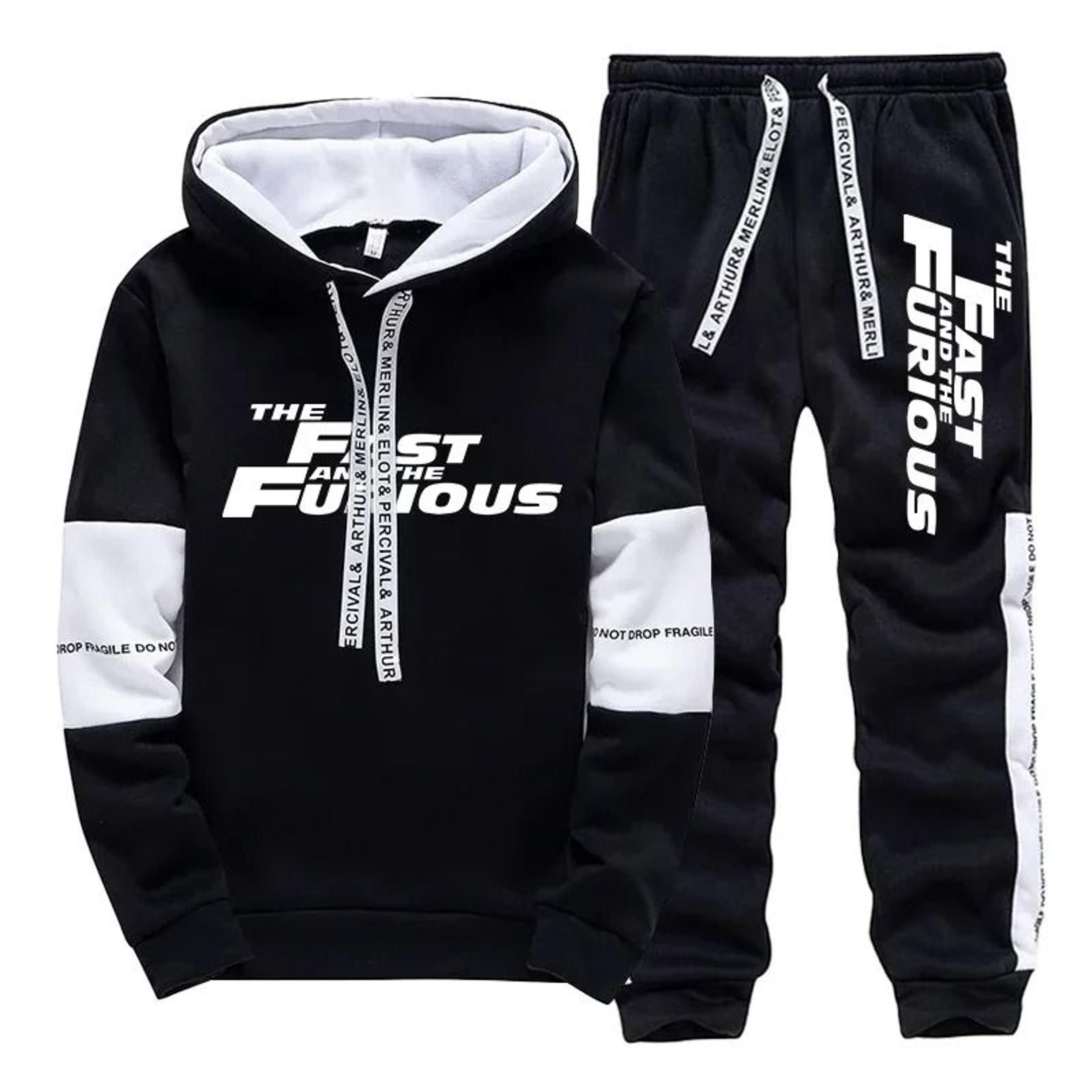 men hooded sweatshirt and sweatpants casual sportswear set