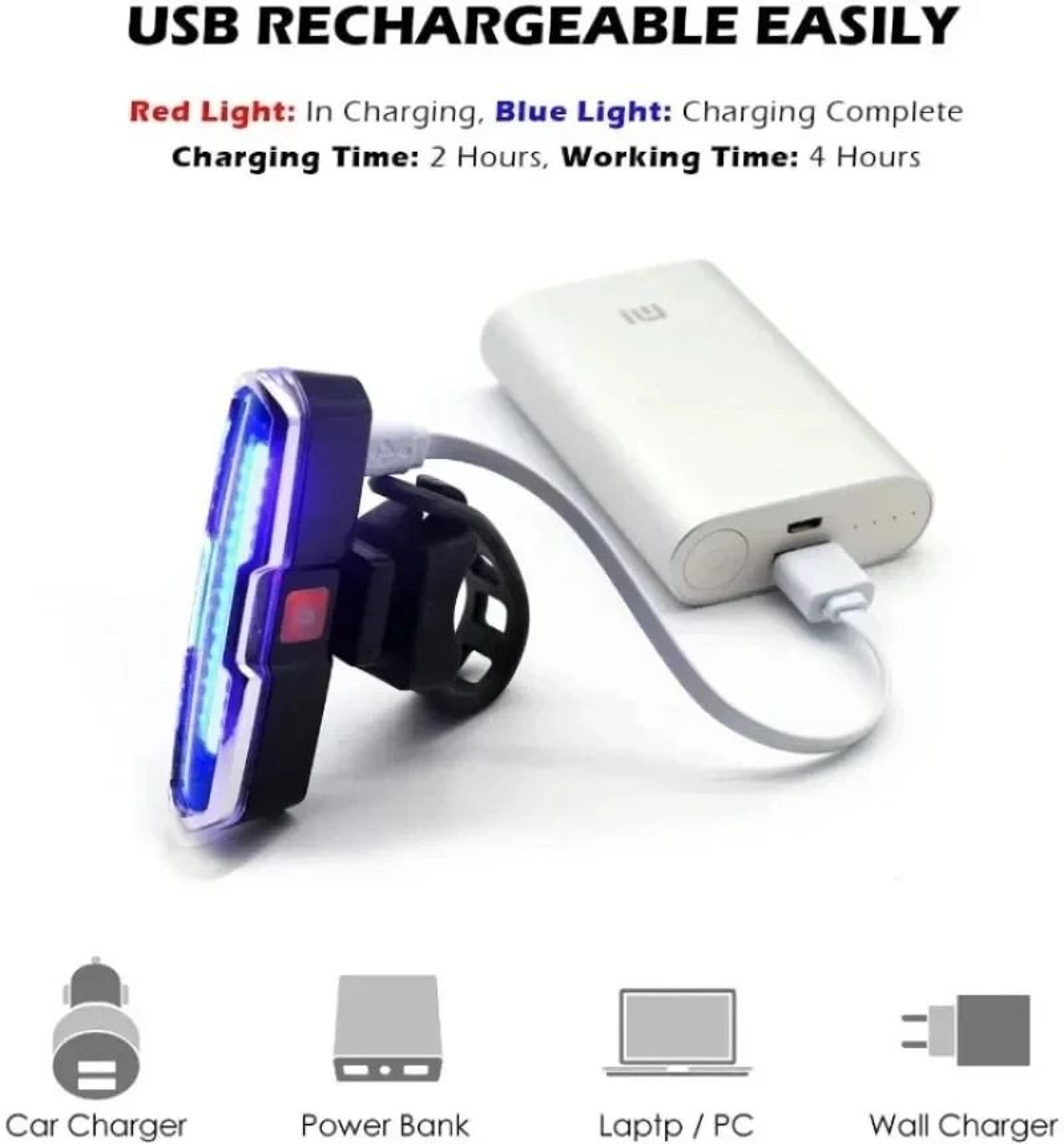 Bike Light Taillight LED Ultra Bright USB Charging Safety Warning Bicycle Rear Light 2