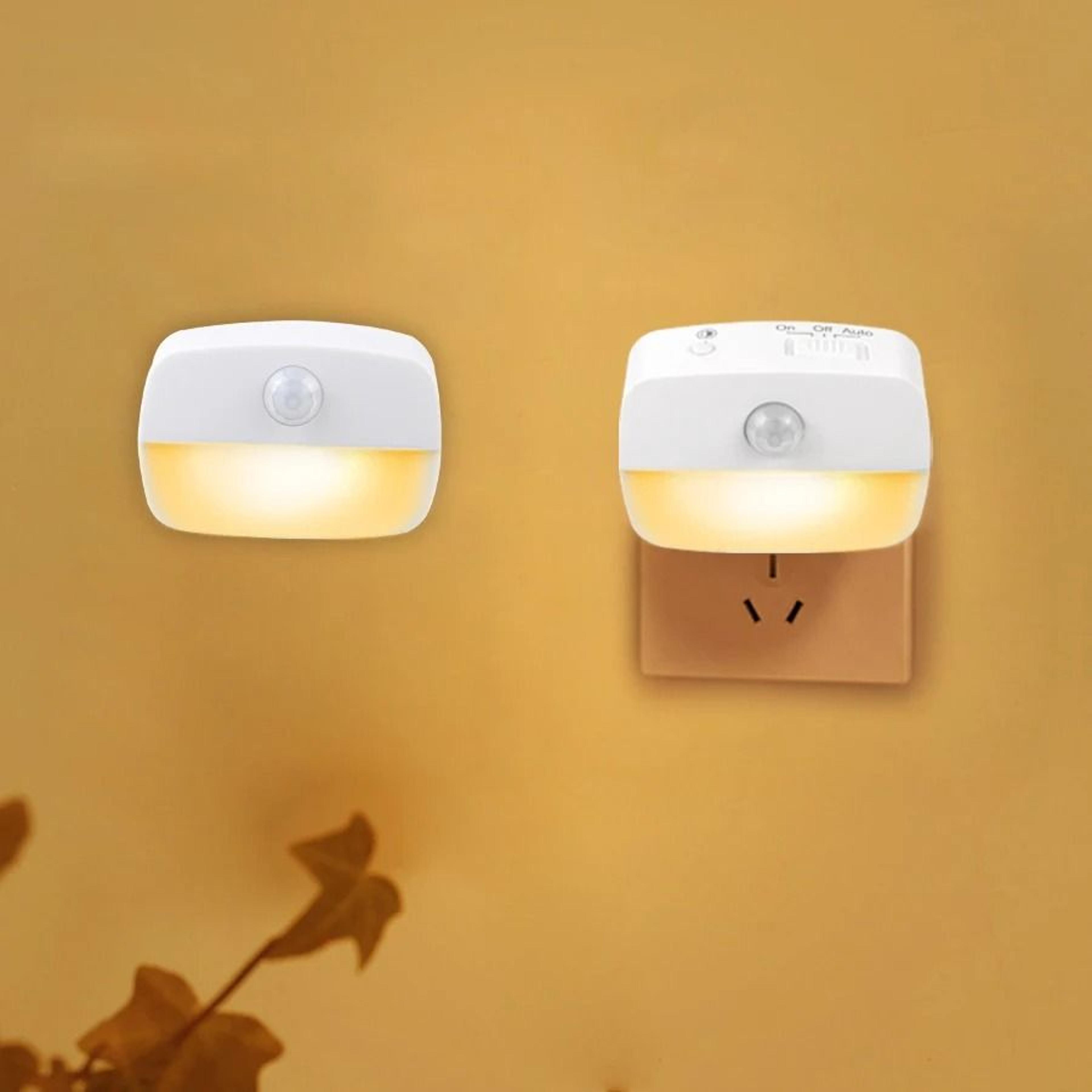 Mini LED Motion Sensor Night Light Plug In With Warm White Glow 1