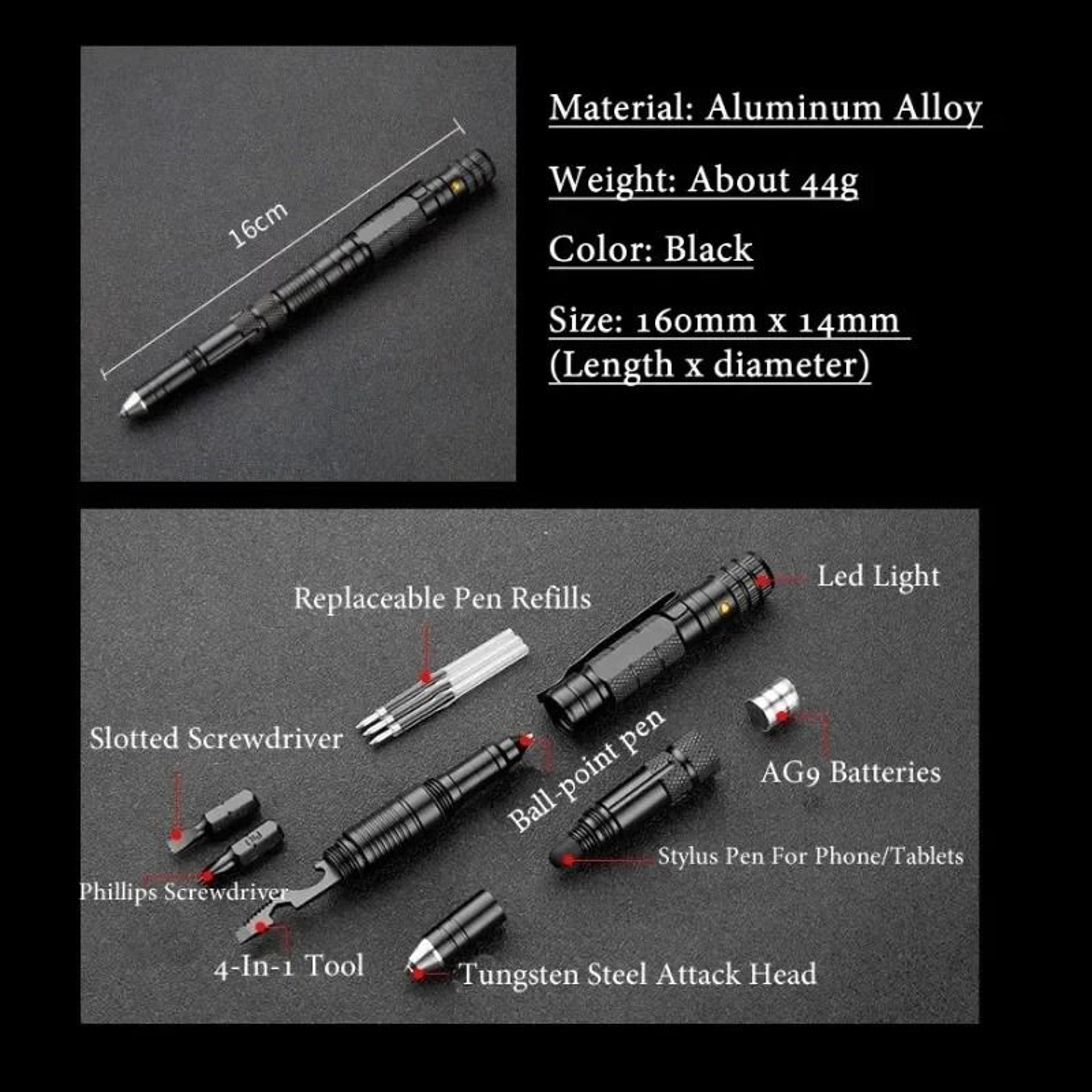 10 In 1 Tactical Multi Function Survival Pen With Flashlight Screwdriver And Bottle Opener 4