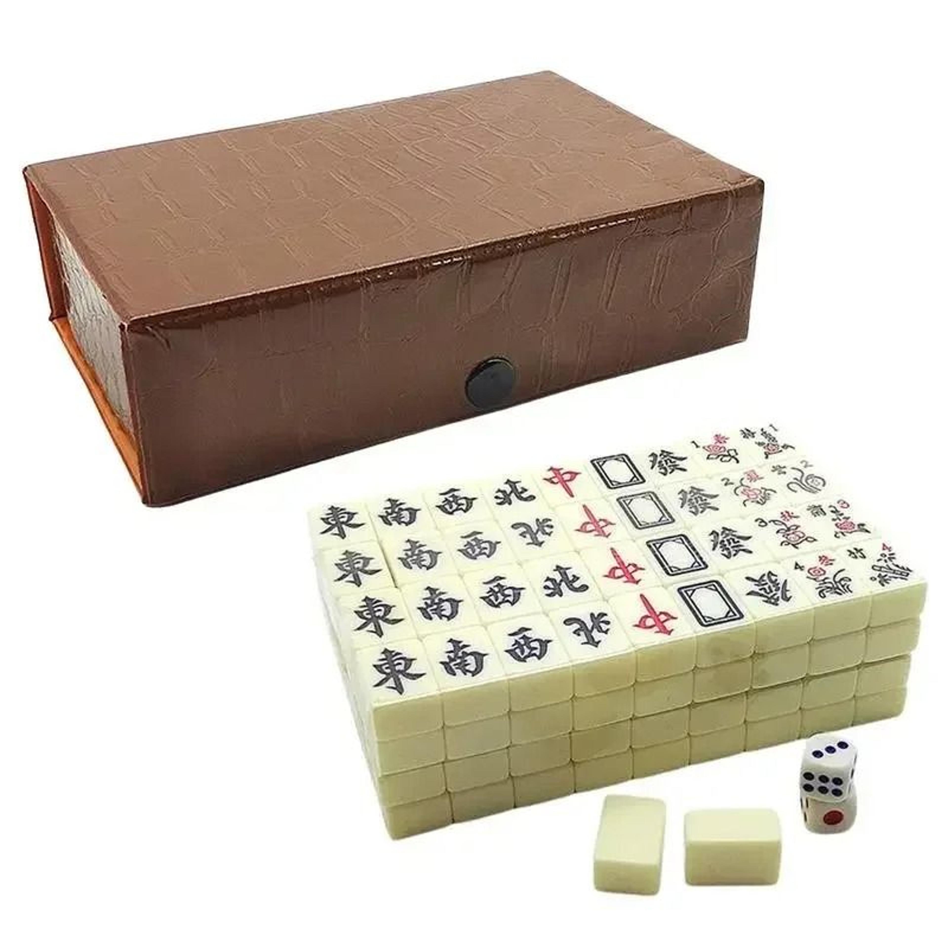 portable mini mahjong set with carrying case traditional table game for home and party