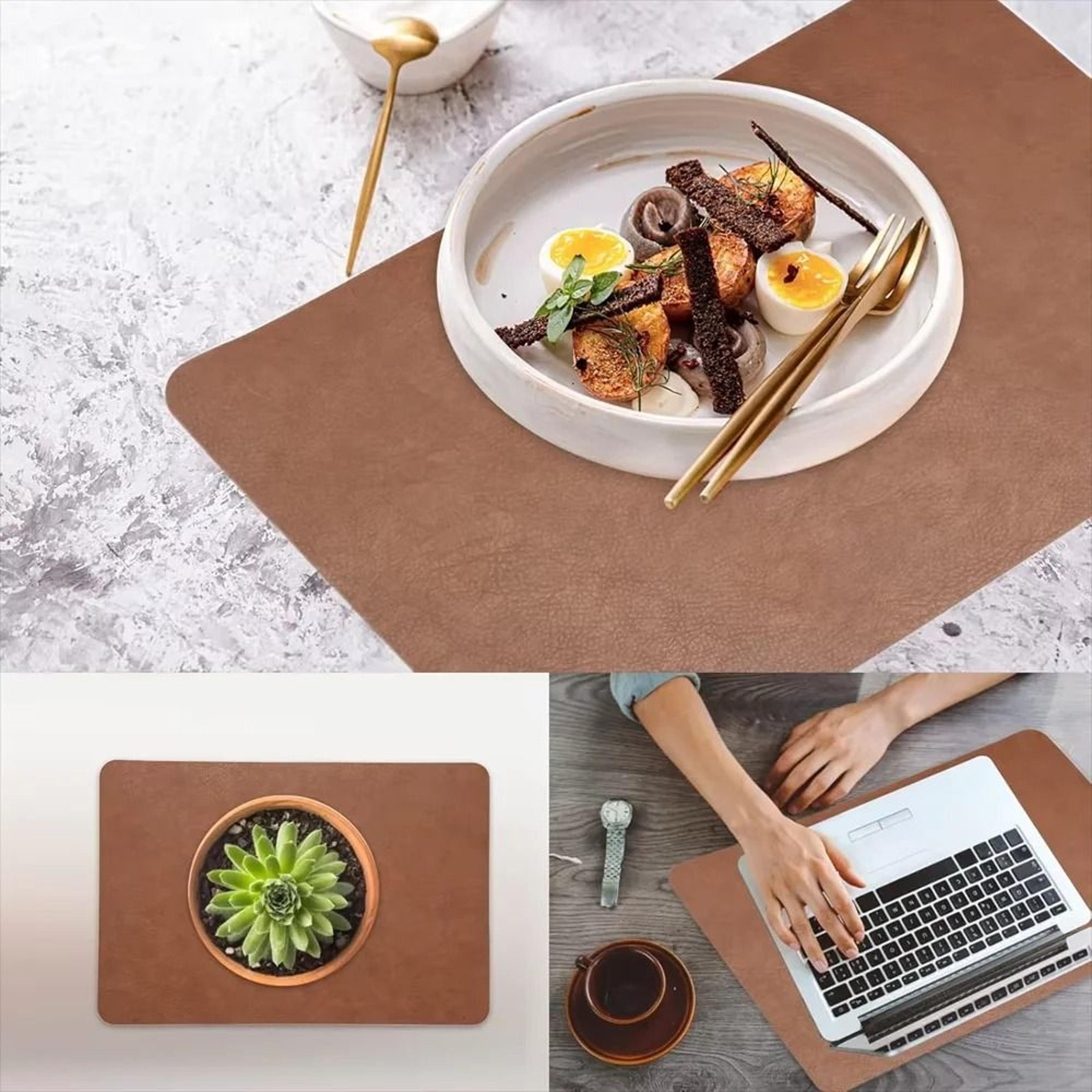 Square Faux Leather Kitchen Dining Placemats  HeatResistant Insulation Table Mats 5
