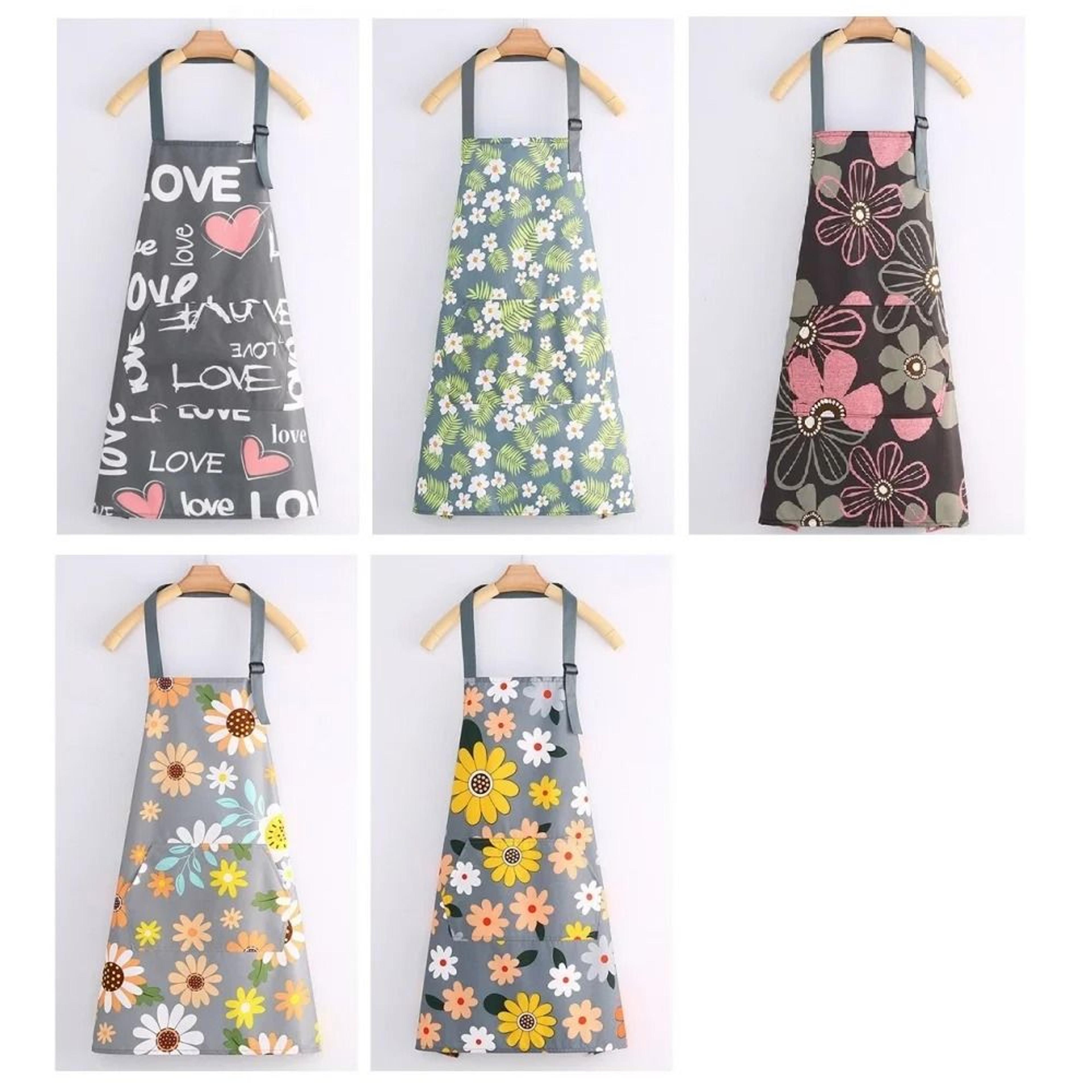 Premium Floral Waterproof Apron  Adjustable Cooking Bib With Pocket For Baking  Gardening 4