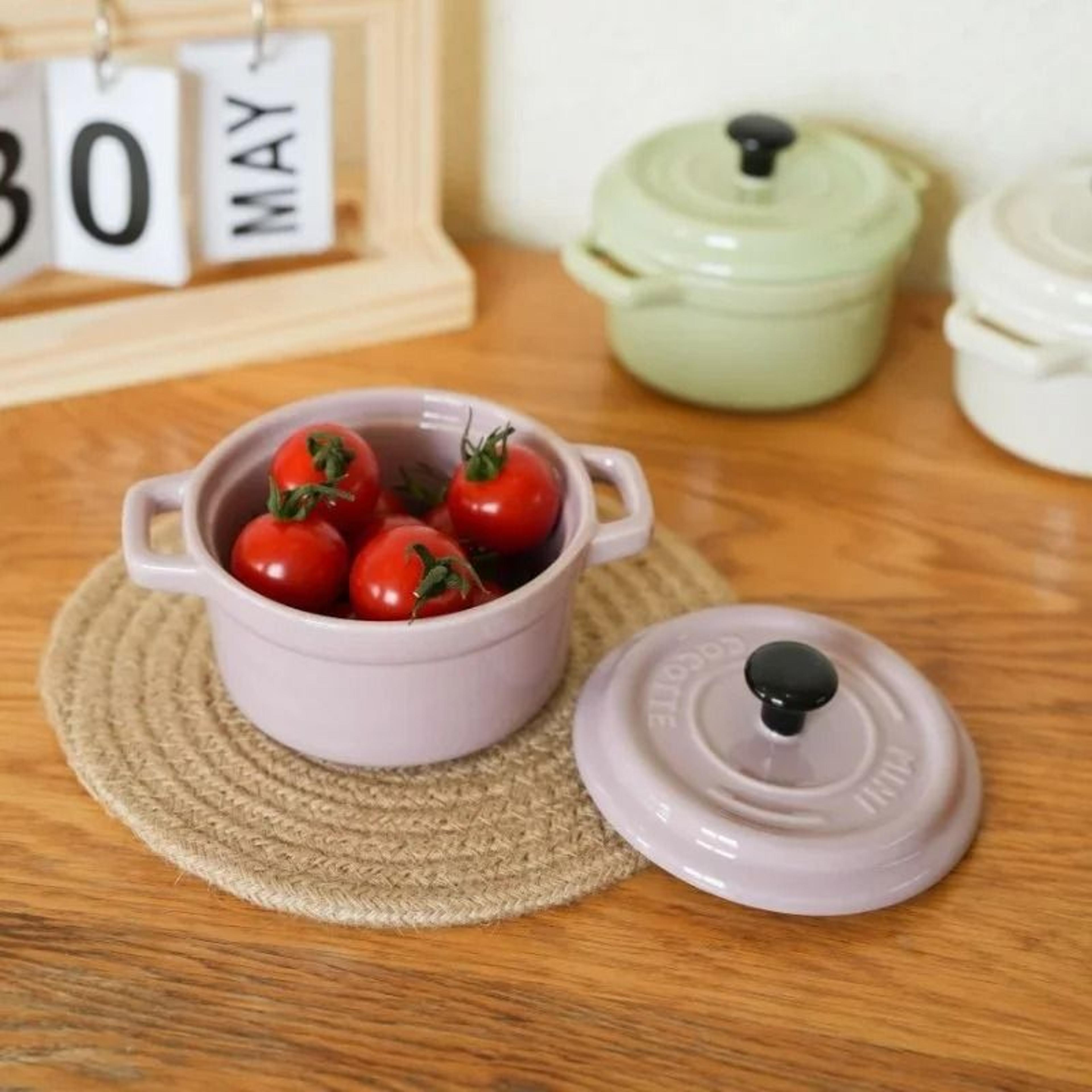 200ML Mini Ceramic Casserole Dish  Oven Safe Ramekin With Lid  Handles 3