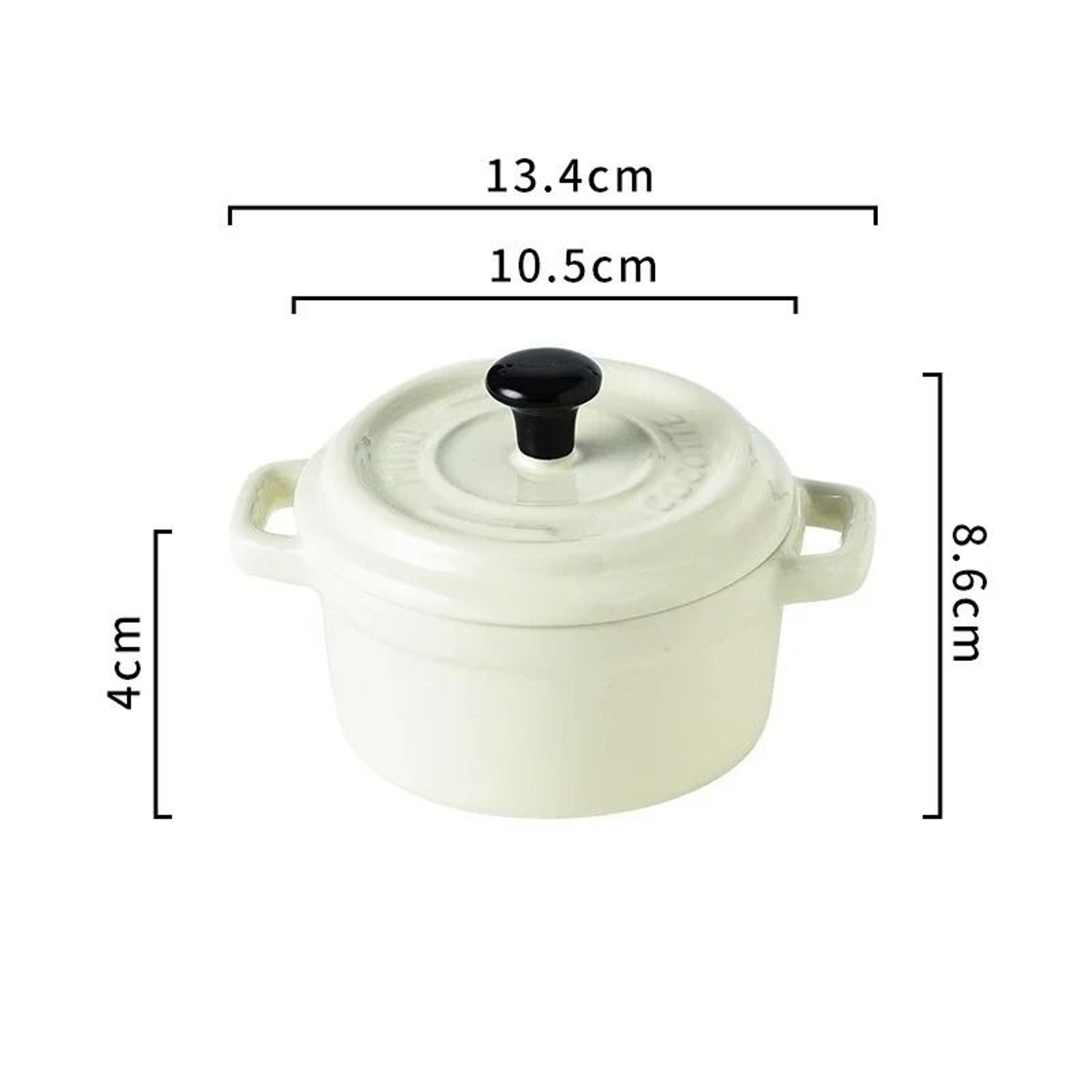200ML Mini Ceramic Casserole Dish  Oven Safe Ramekin With Lid  Handles 6