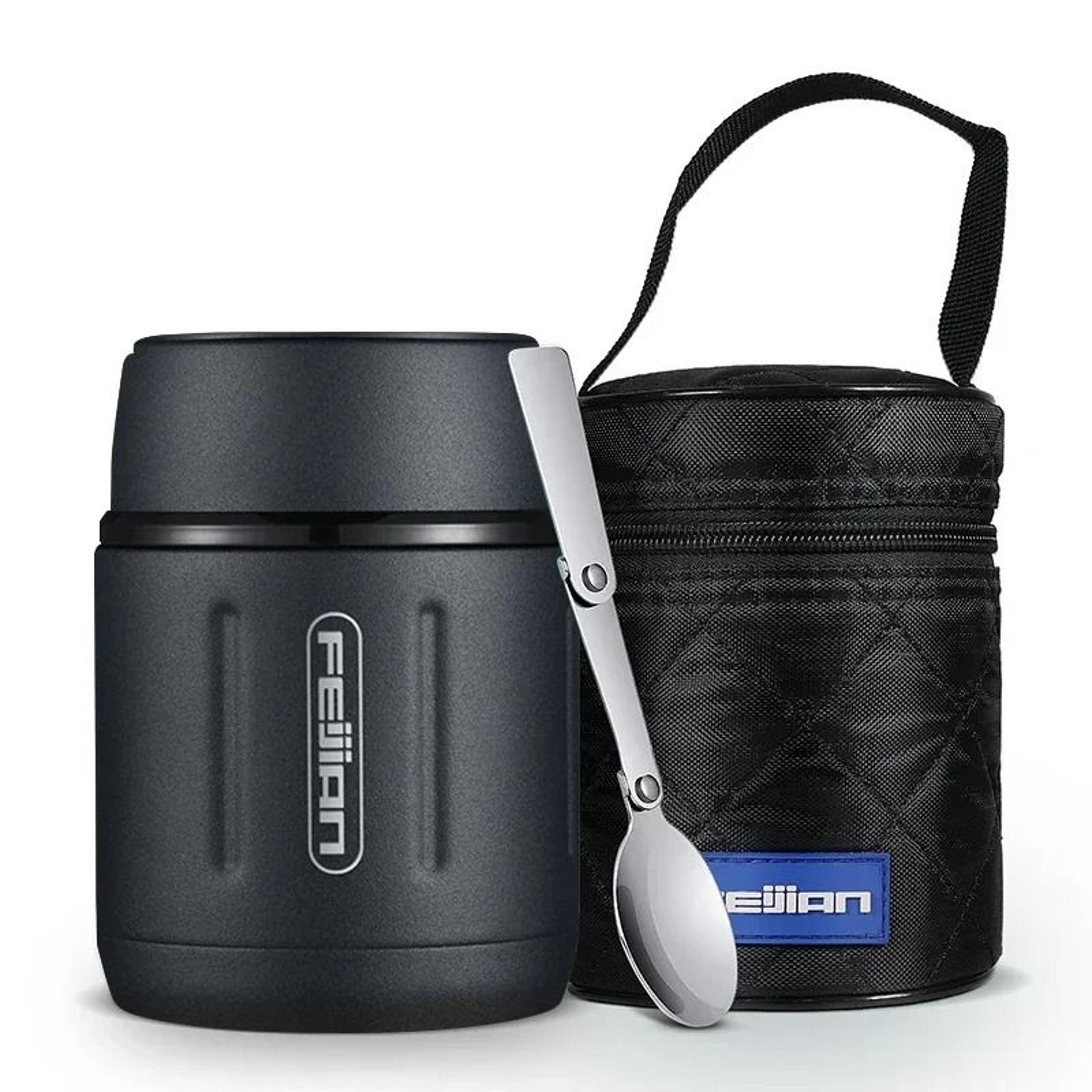 FEIJIAN 500ml Portable Vacuum Insulated Food Jar  Premium 316 Stainless Steel Lunch Box With Spoon 6