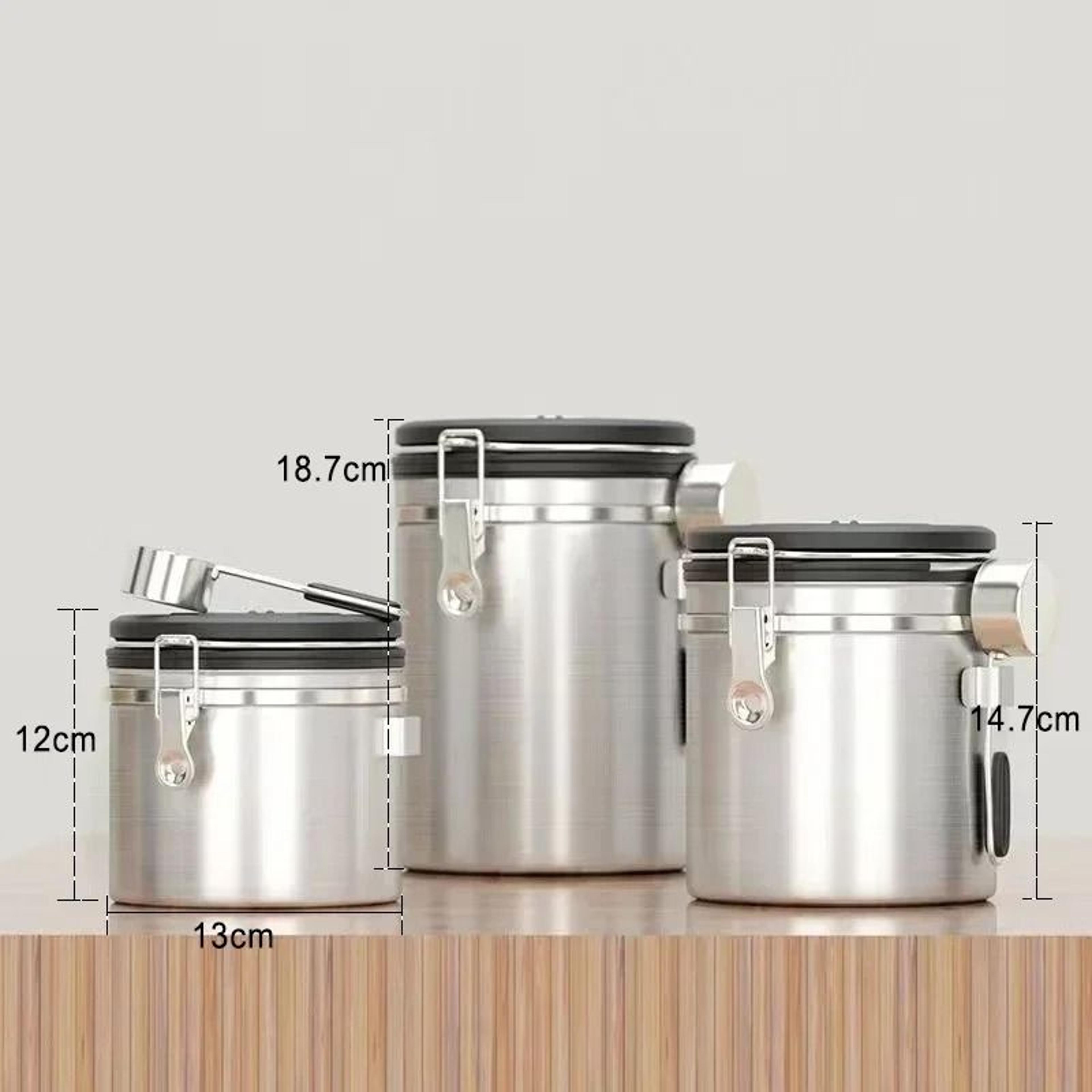 Stainless Steel Coffee Beans Vacuum Storage Jar  Large Capacity Airtight Container With Spoon 5