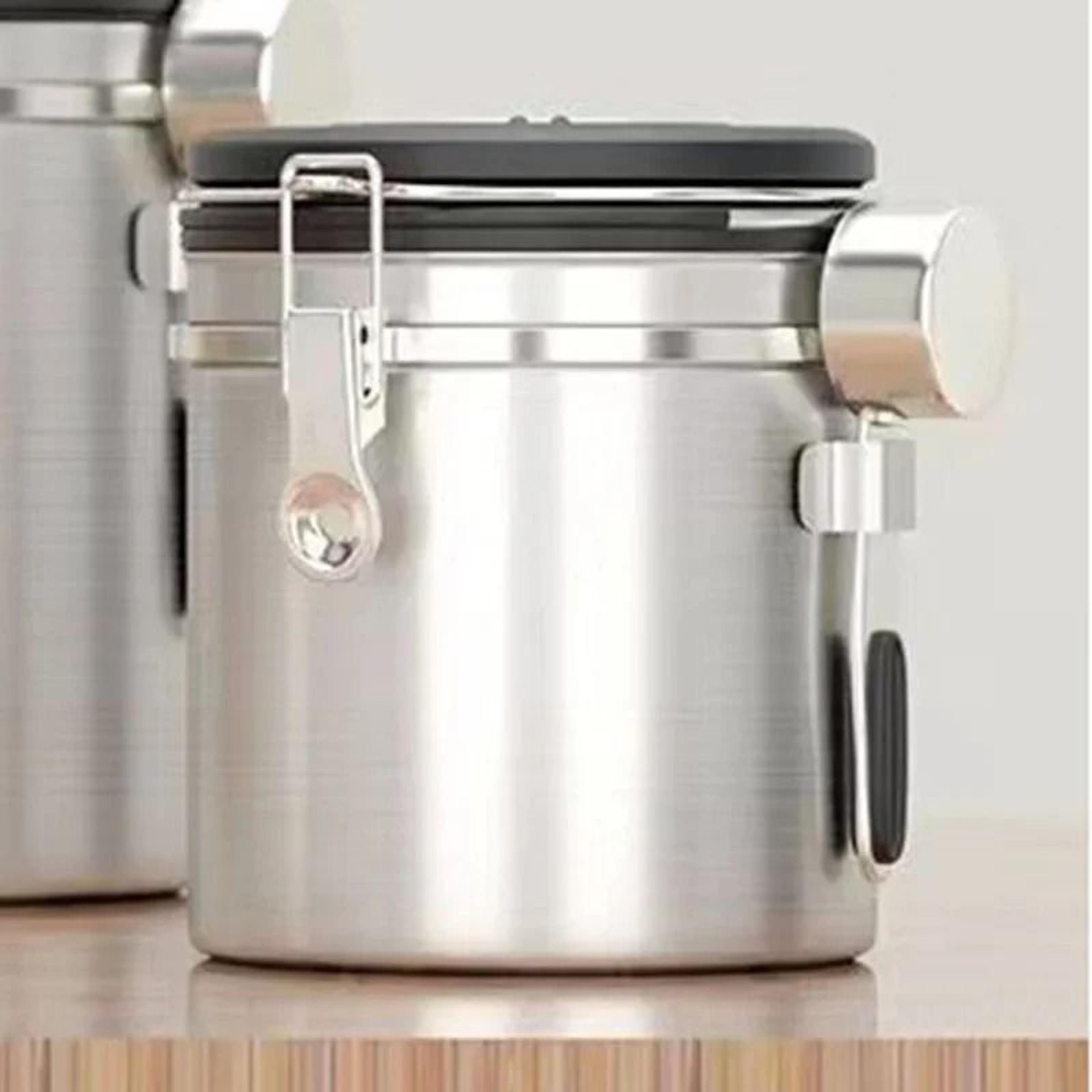 Stainless Steel Coffee Beans Vacuum Storage Jar  Large Capacity Airtight Container With Spoon 7