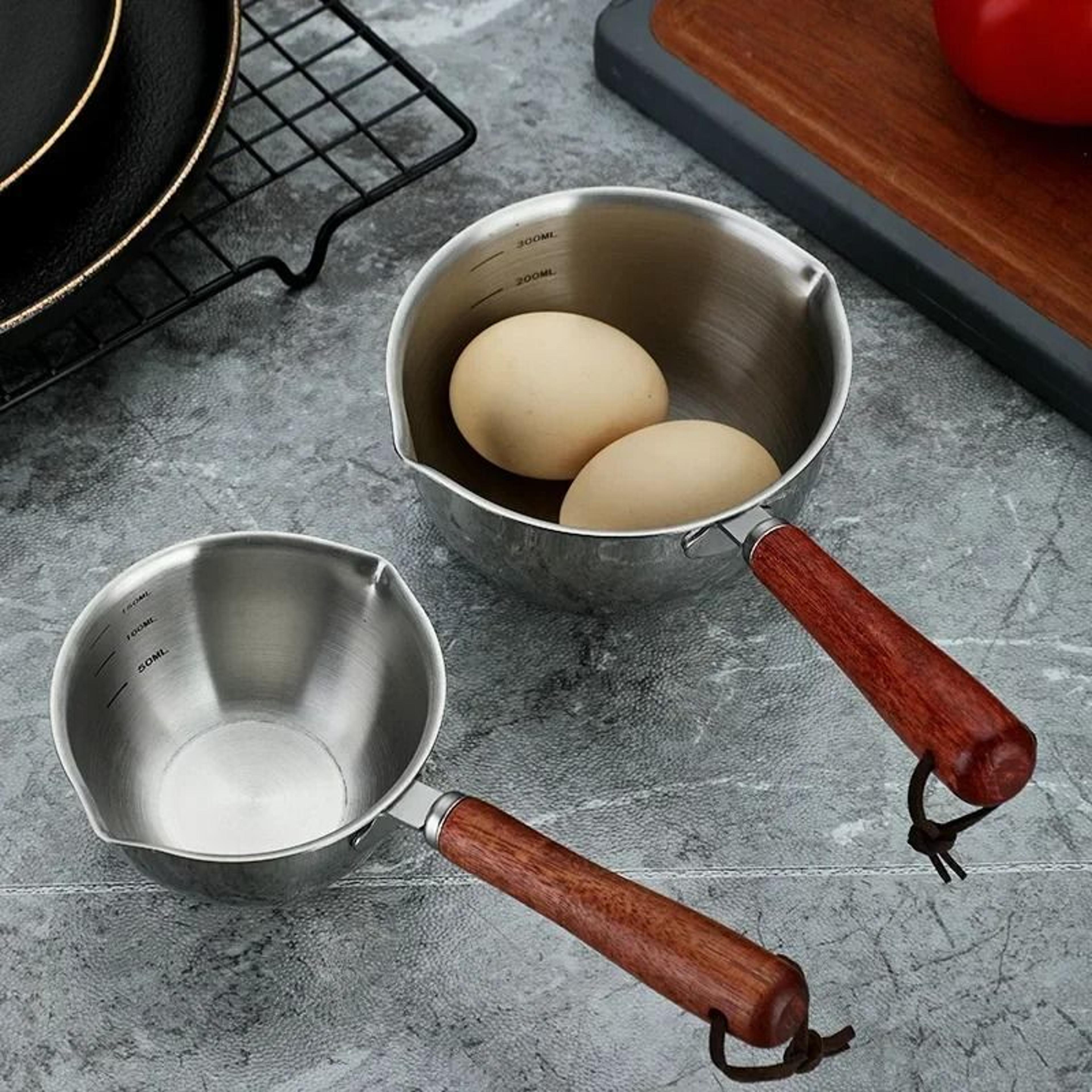 Mini 304 Stainless Steel Oil Pot  Small Saucepan With Wooden Handle For Butter  Chocolate 3