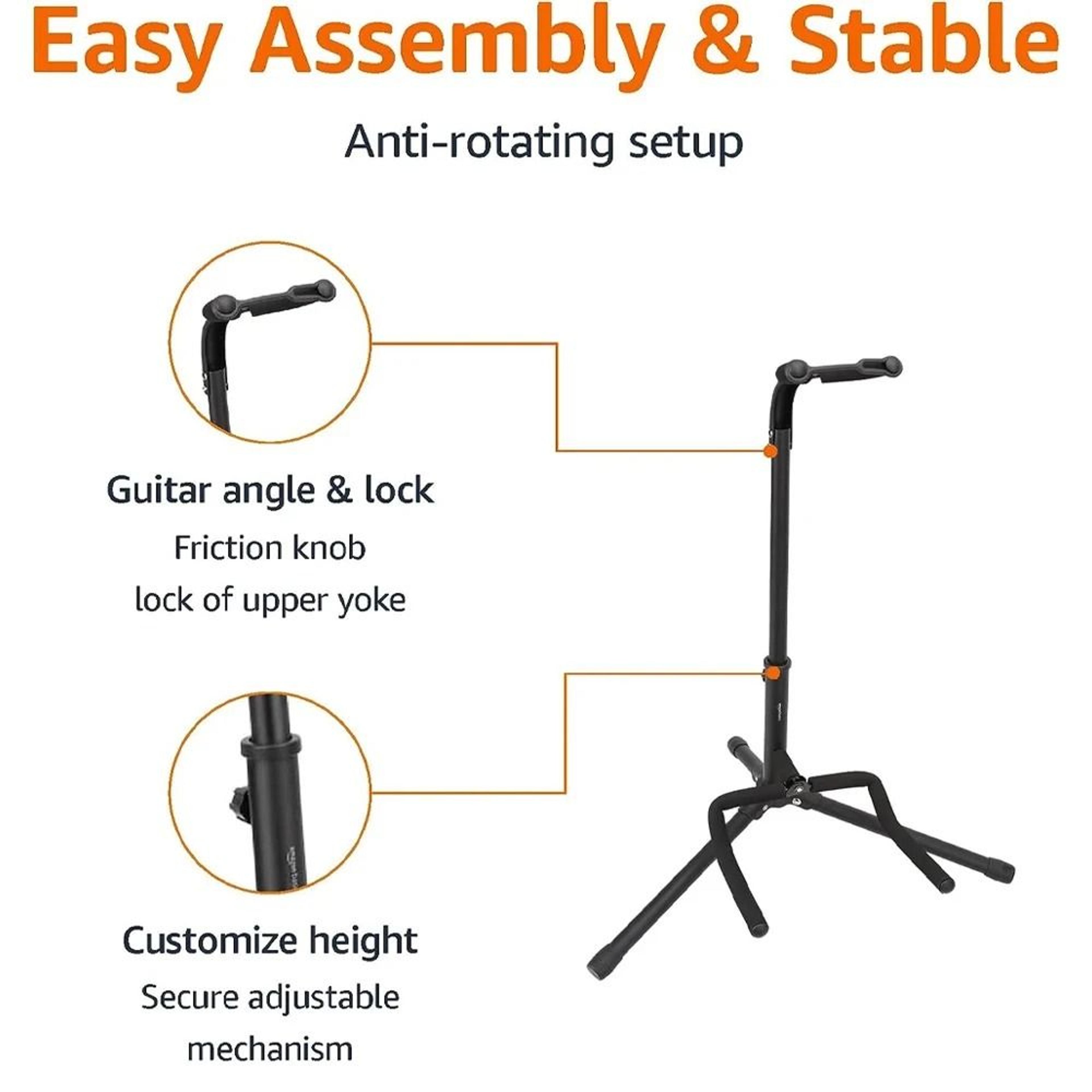 Portable Universal Guitar Stand  Collapsible Tripod With Safety Lock For Travel 5