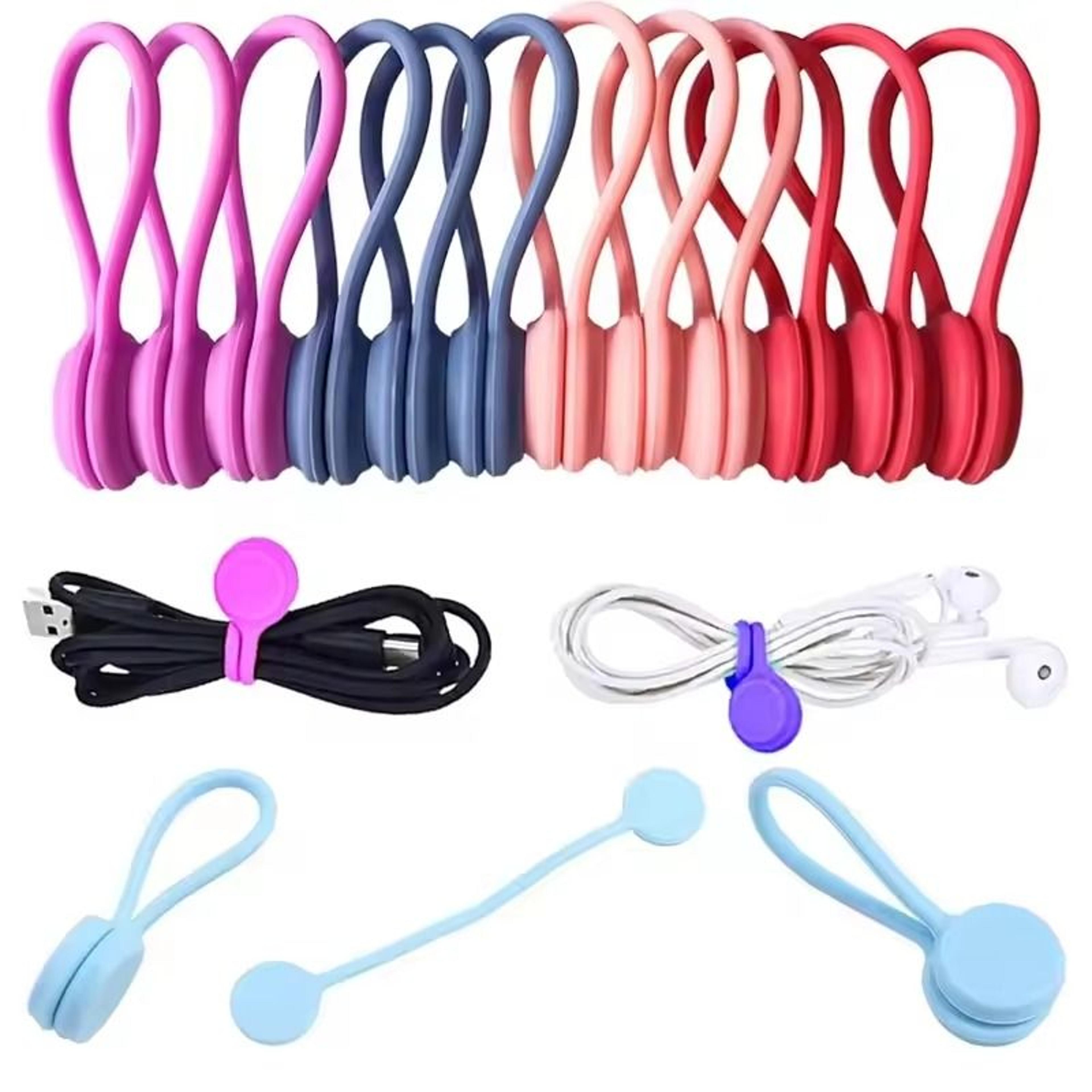 10-piece reusable magnetic cable ties – versatile silicone cord organizer & multi-purpose magnetic fastening clips