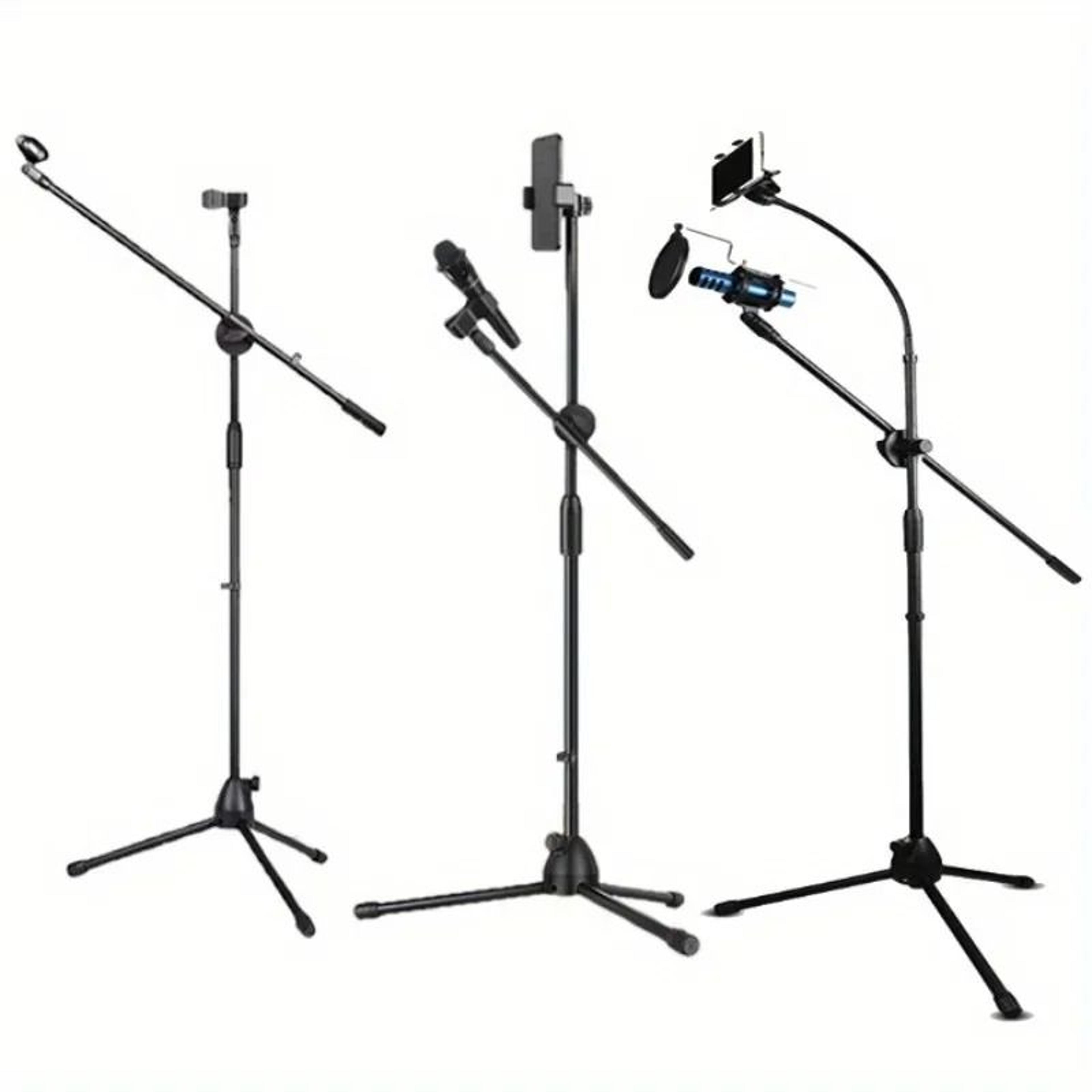 tripod boom microphone stand with adjustable arms and mic clip