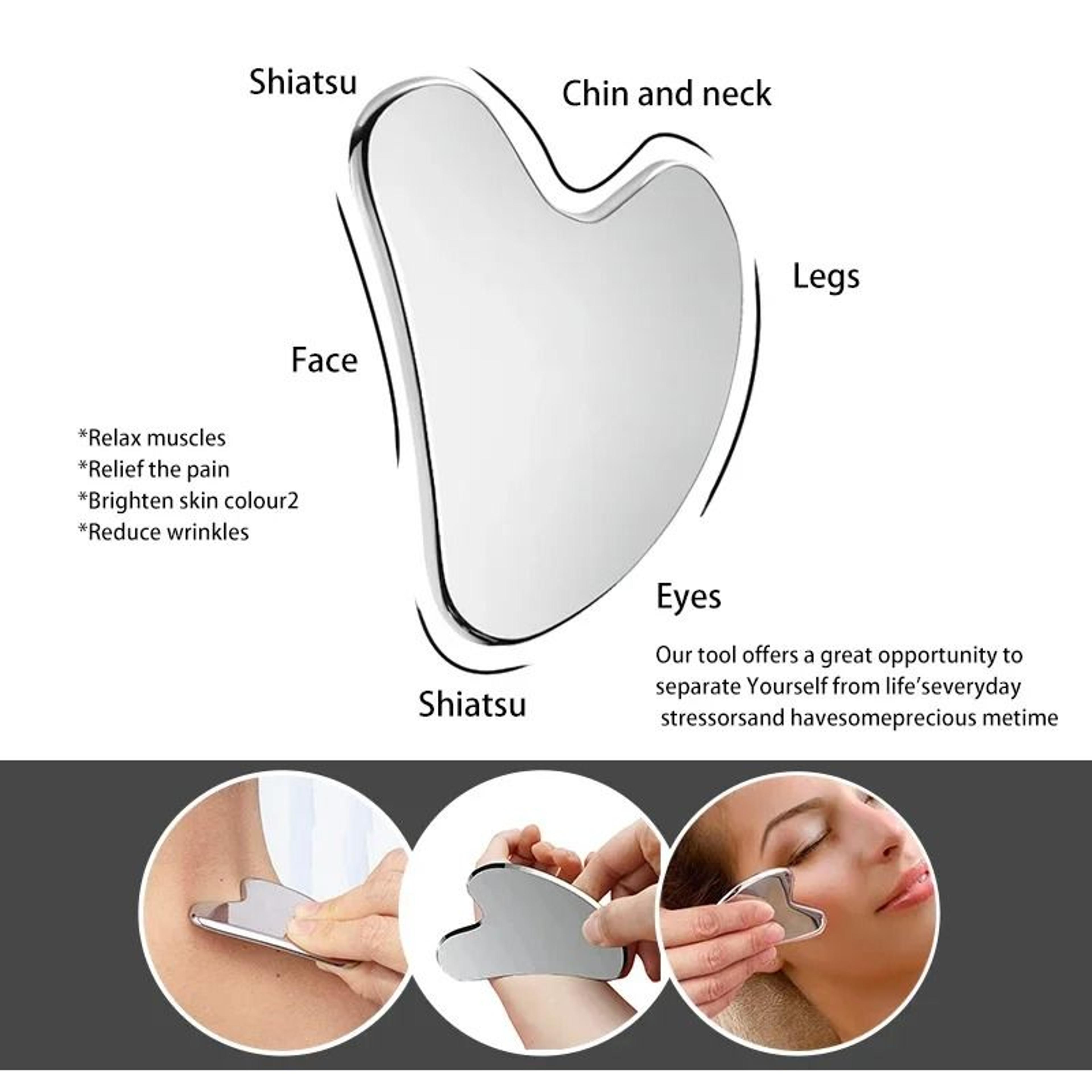 Stainless Steel Facial GuaSha Scraping  Lifting Massage Tool 4