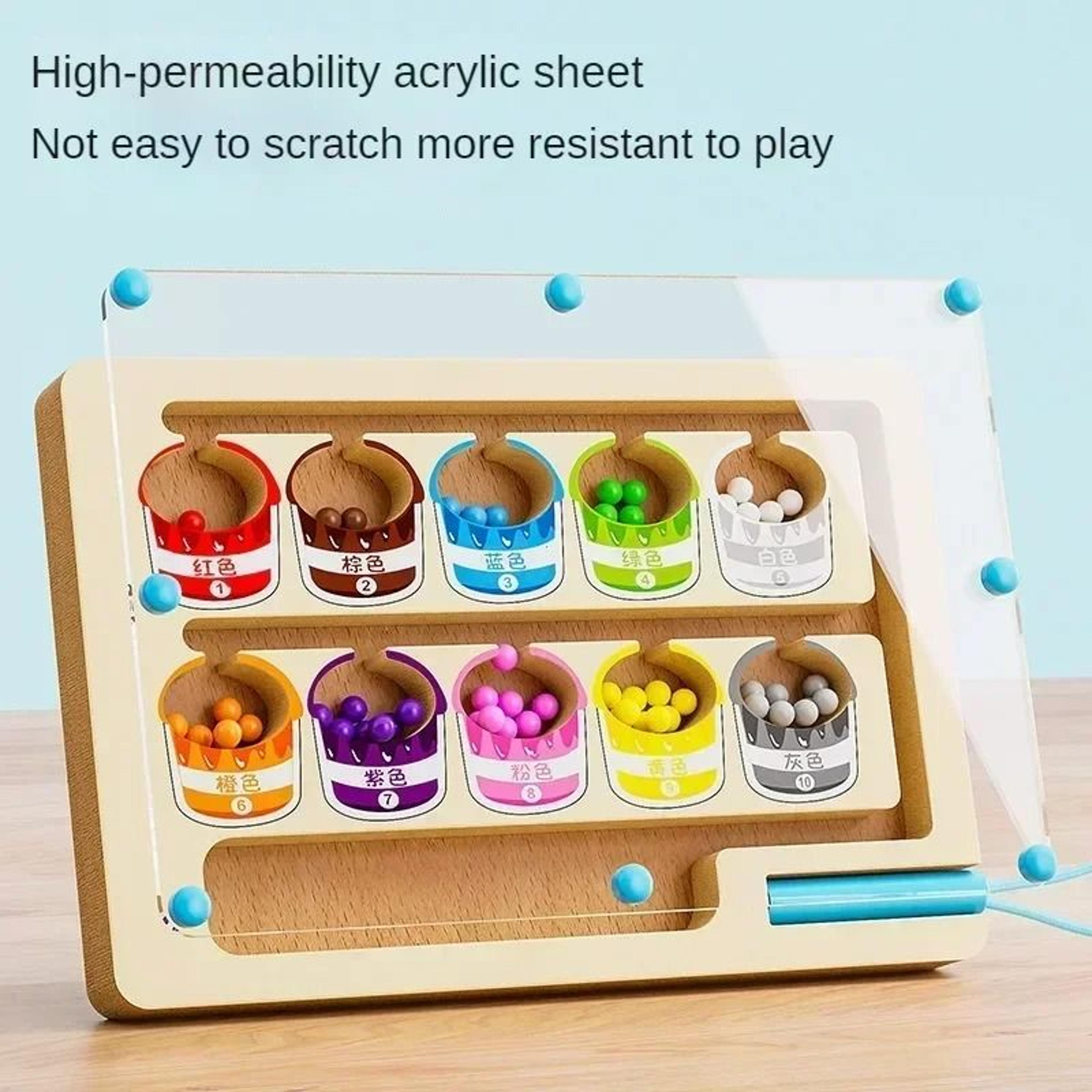 Montessori Magnetic Color  Number Sorting Maze  Wooden Sensory Activity Board 1