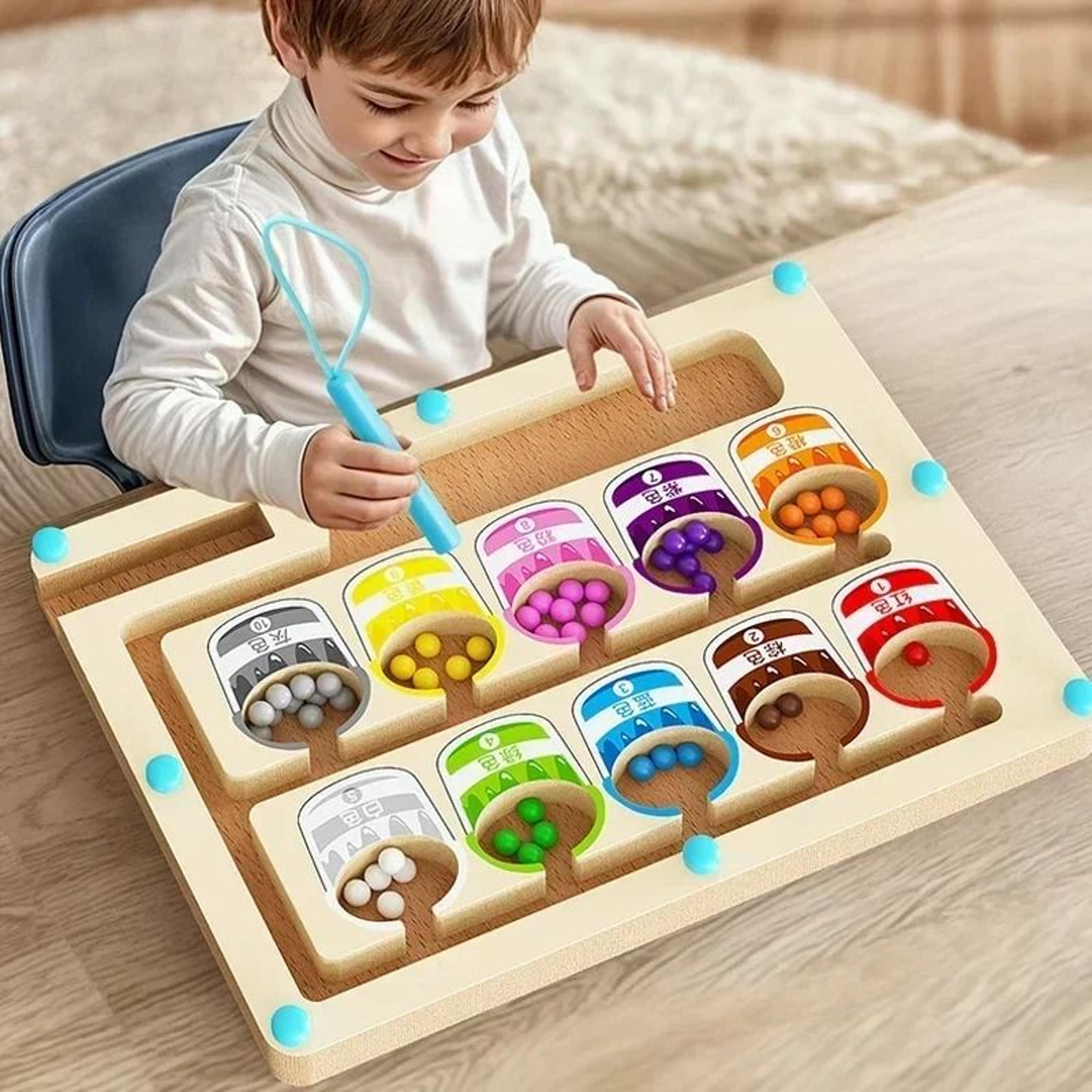 Montessori Magnetic Color  Number Sorting Maze  Wooden Sensory Activity Board 5
