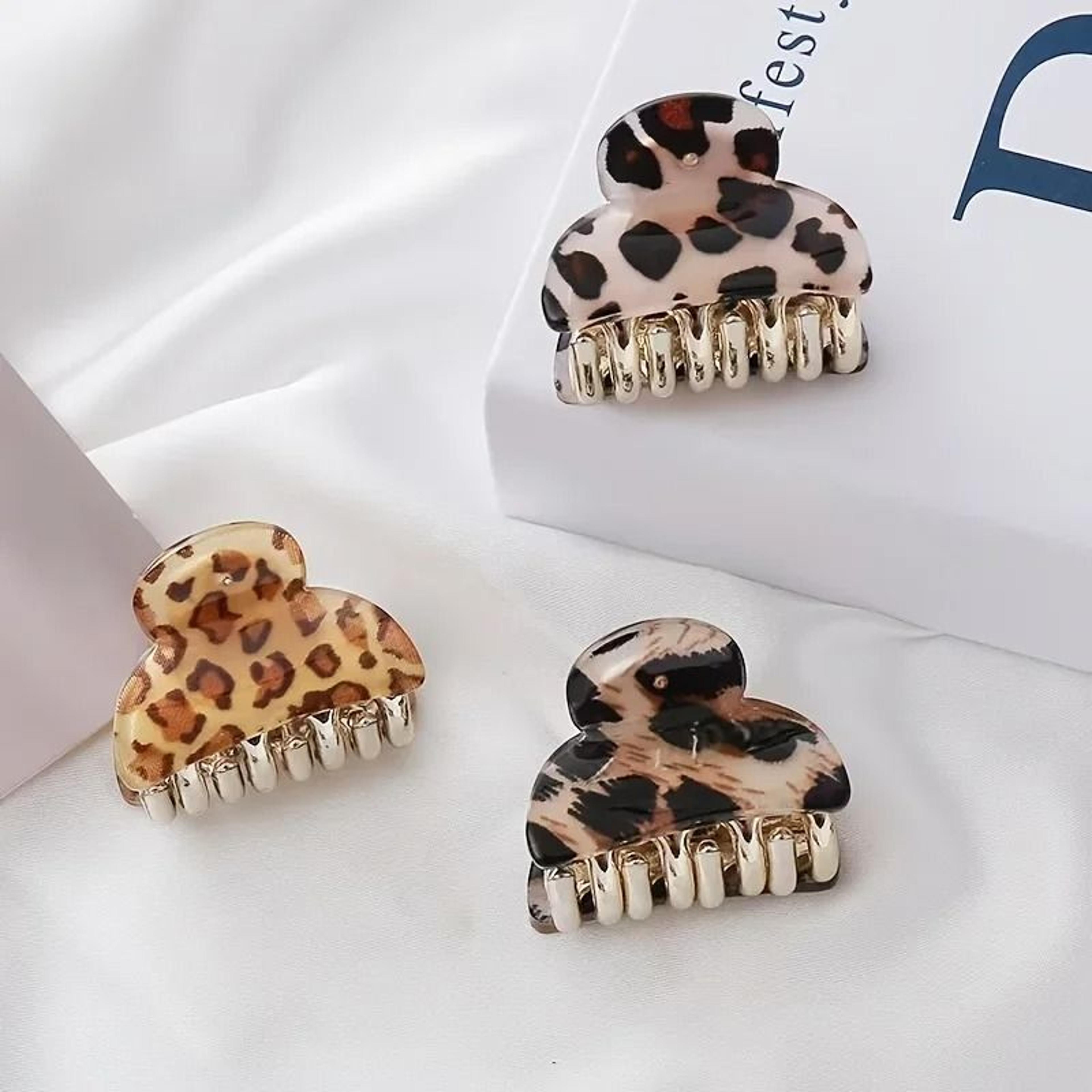 6pcs small vintage leopard print acrylic hair claw clips