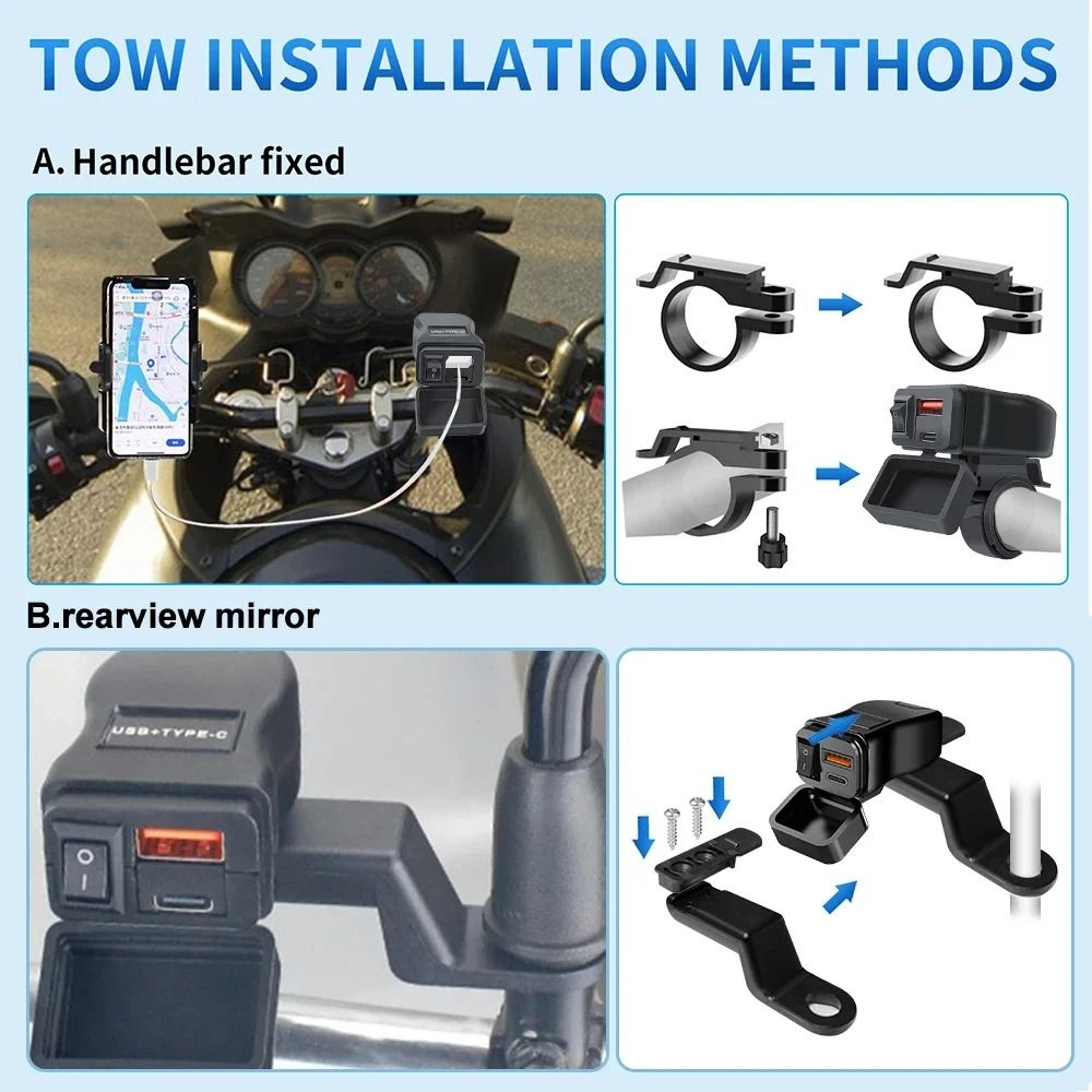 Industrial Standard 60W Motorcycle Dual USB Fast Charger 4