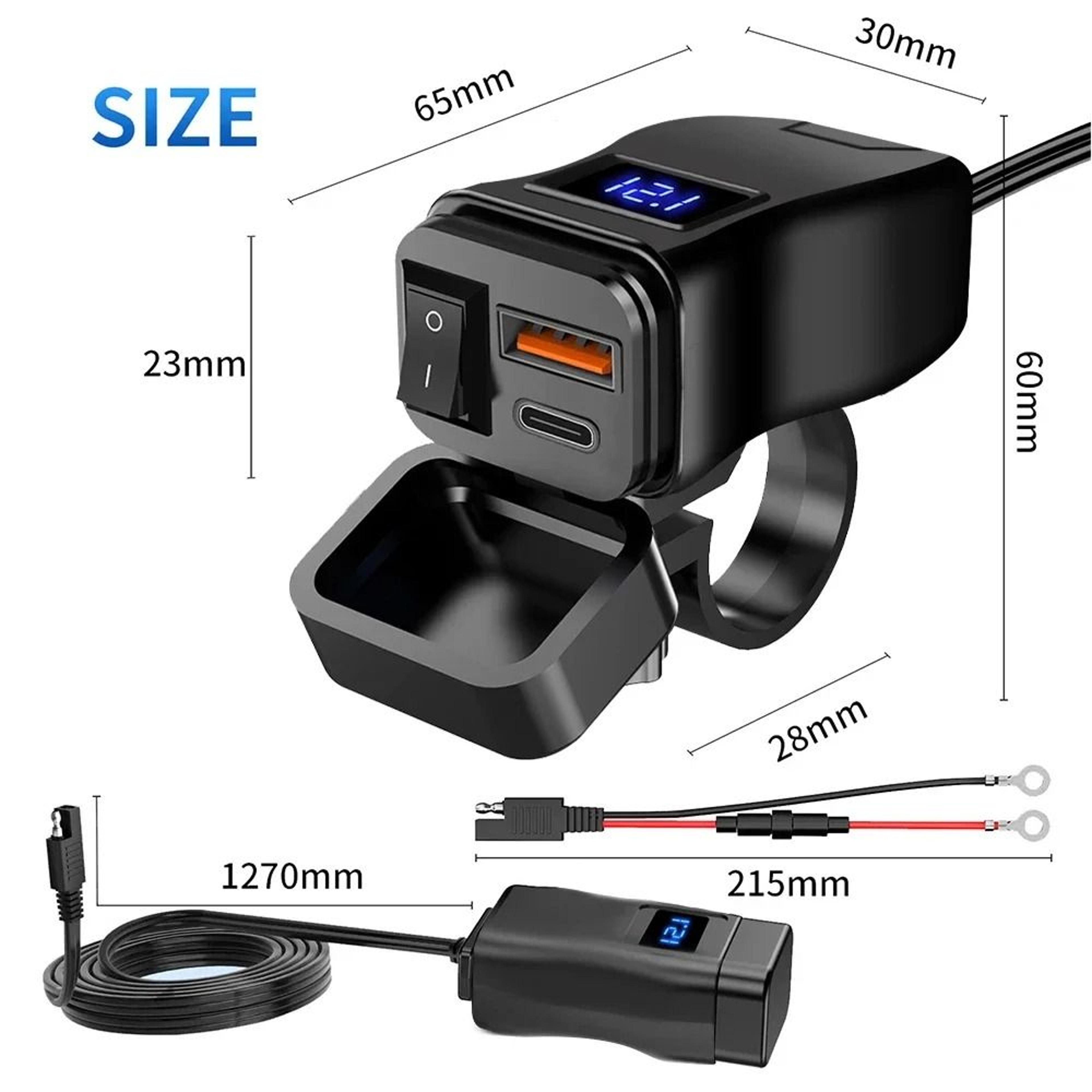 Industrial Standard 60W Motorcycle Dual USB Fast Charger 5