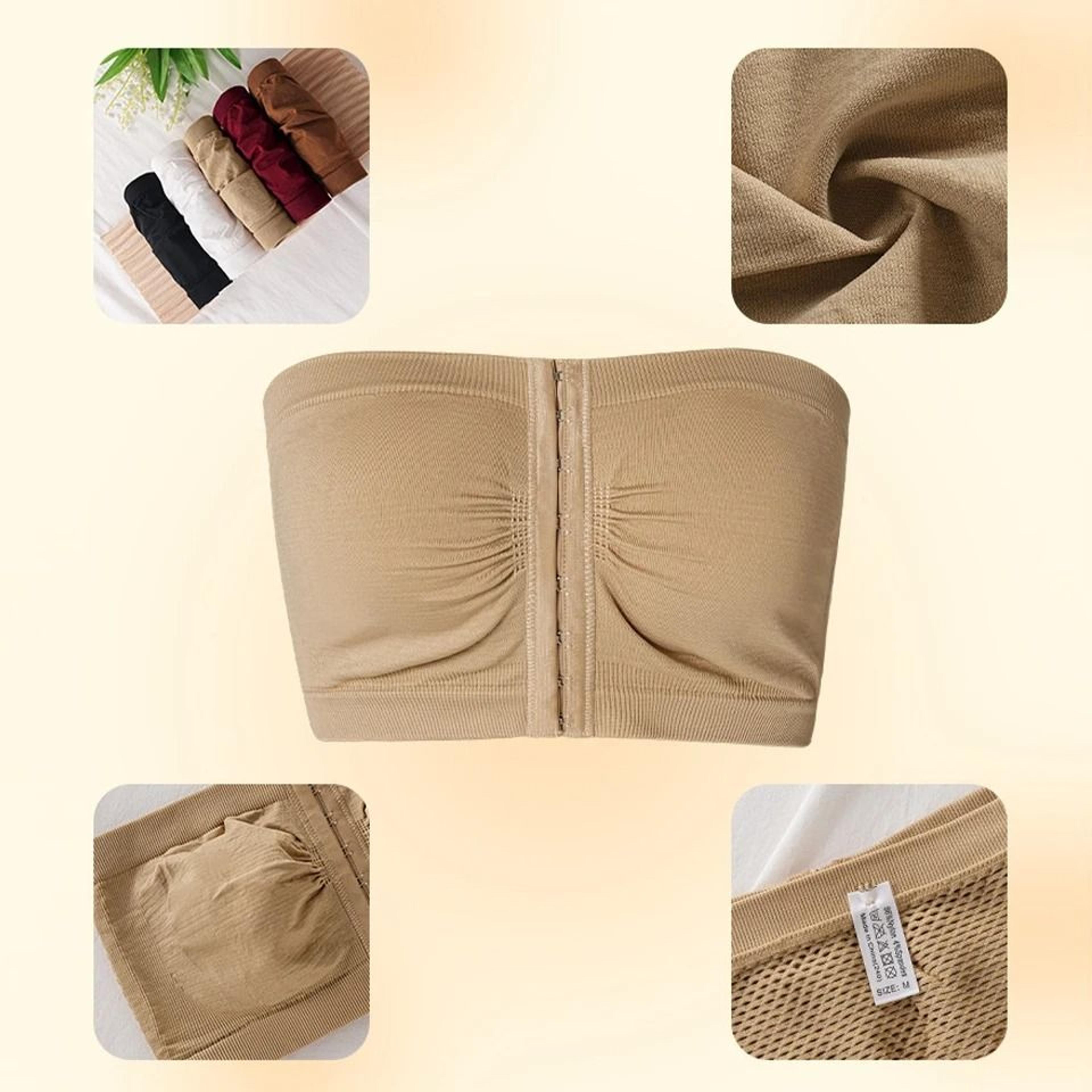 Womens Plus Size Strapless Front Closure Bandeau Bra 3
