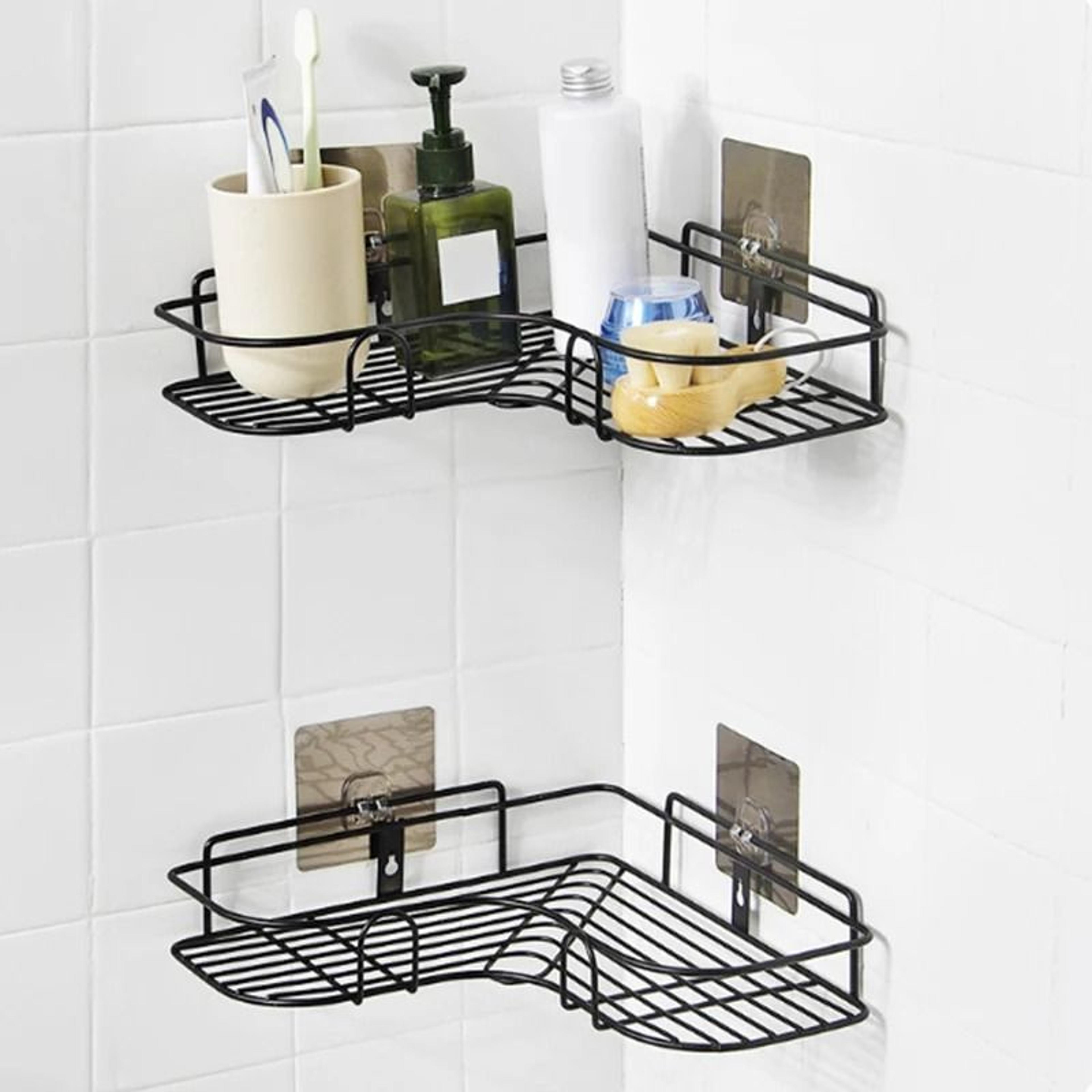 Stainless Steel Triangular Wall Mounted Adhesive Shower Storage Rack 3