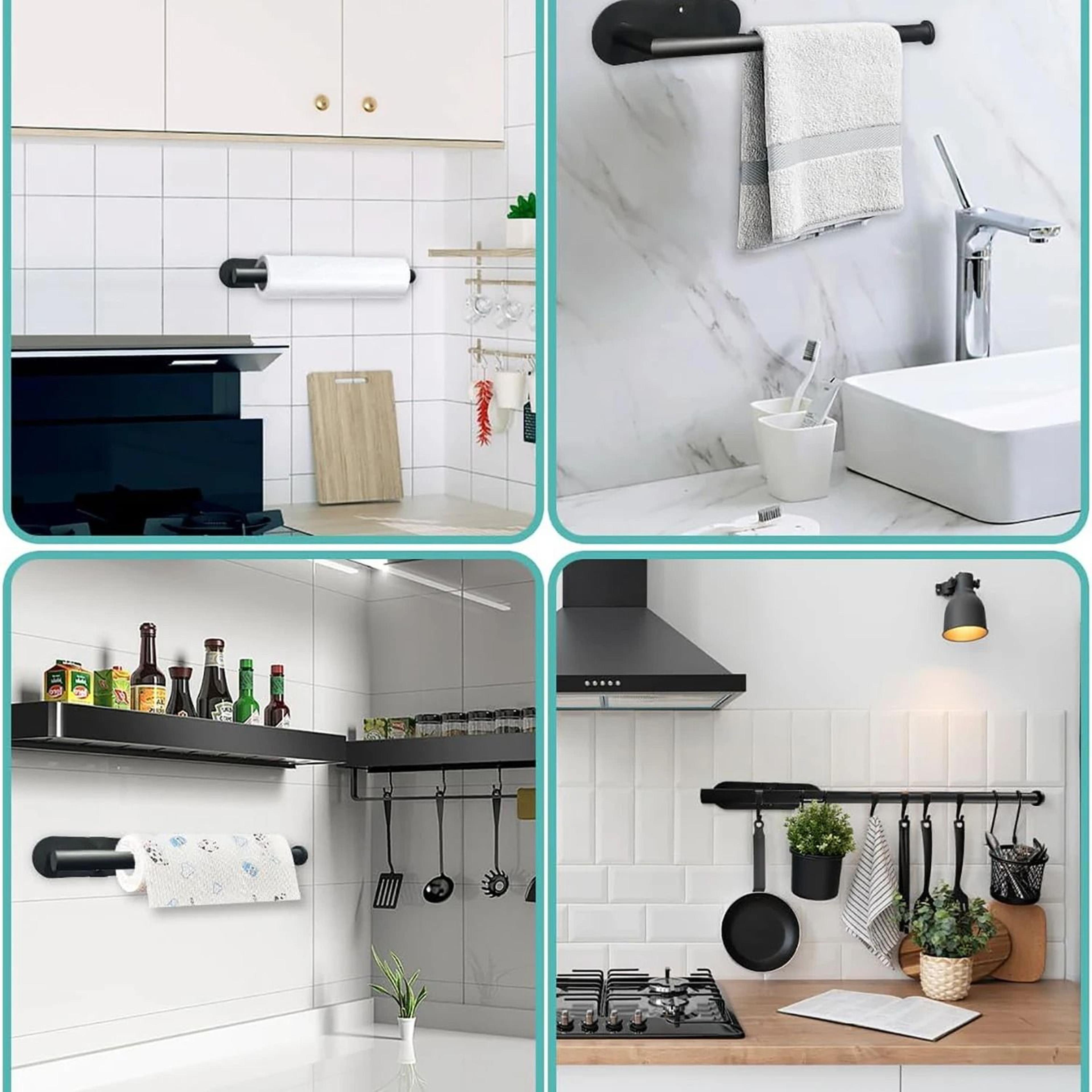 Kitchen Paper Towel Holder Adhesive Toilet Roll Tissue Dispenser Cabinet Storage 1