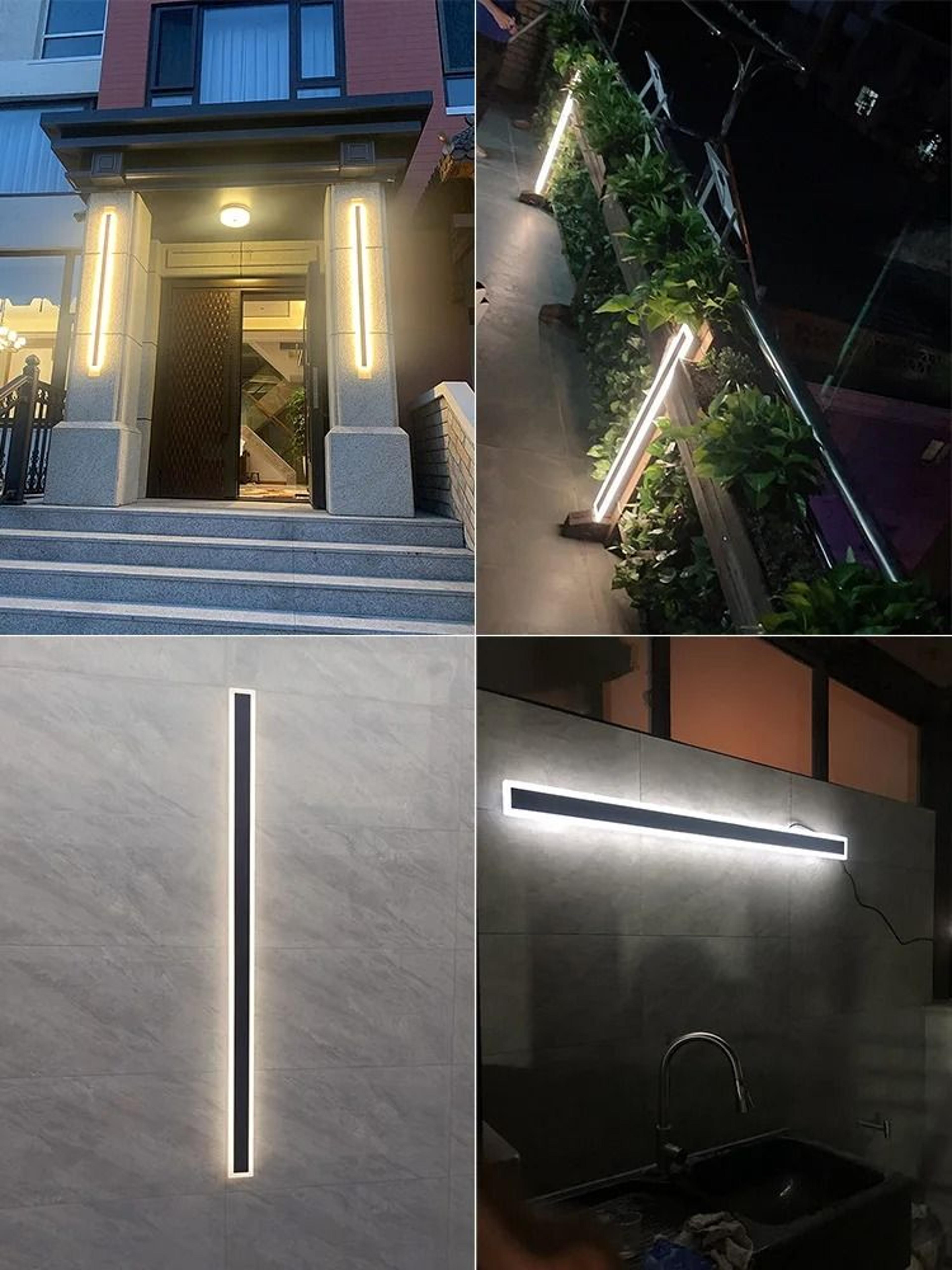 Modern Waterproof Outdoor Long Strip LED Wall Lamp IP65 Aluminum Garden Sconce 2