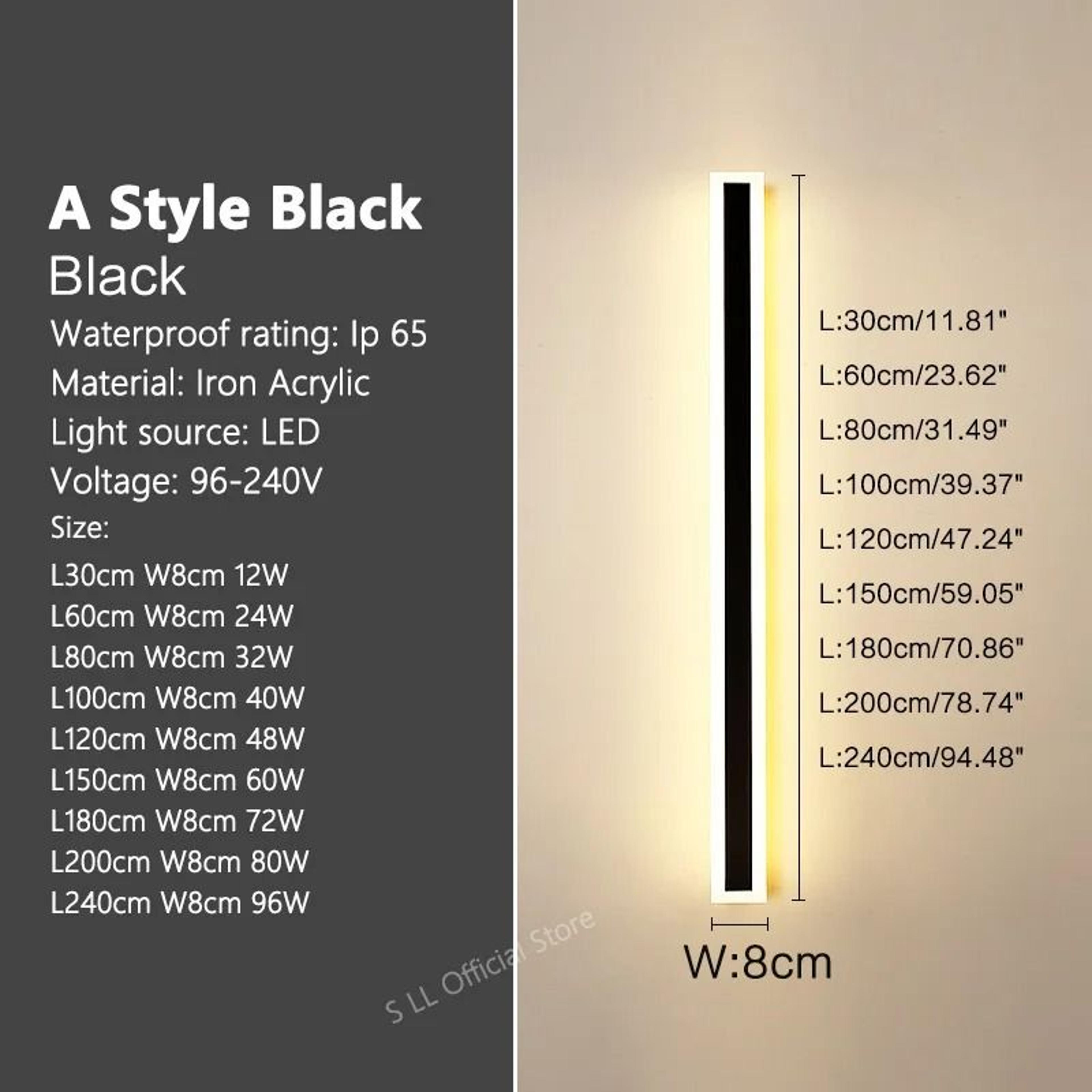 Modern Waterproof Outdoor Long Strip LED Wall Lamp IP65 Aluminum Garden Sconce 8