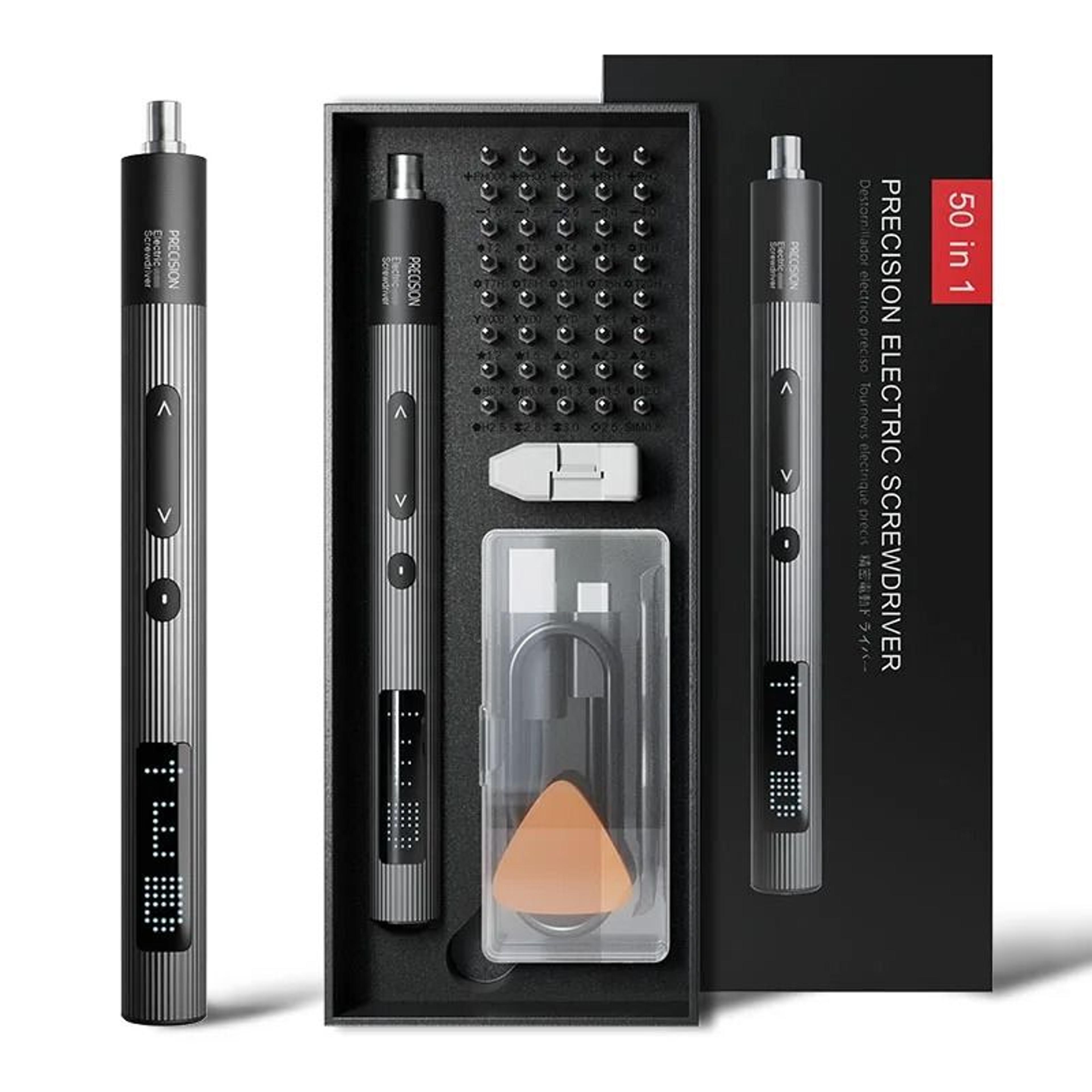 50-in-1 precision electric screwdriver set with 3-speed torque & magnetic bits