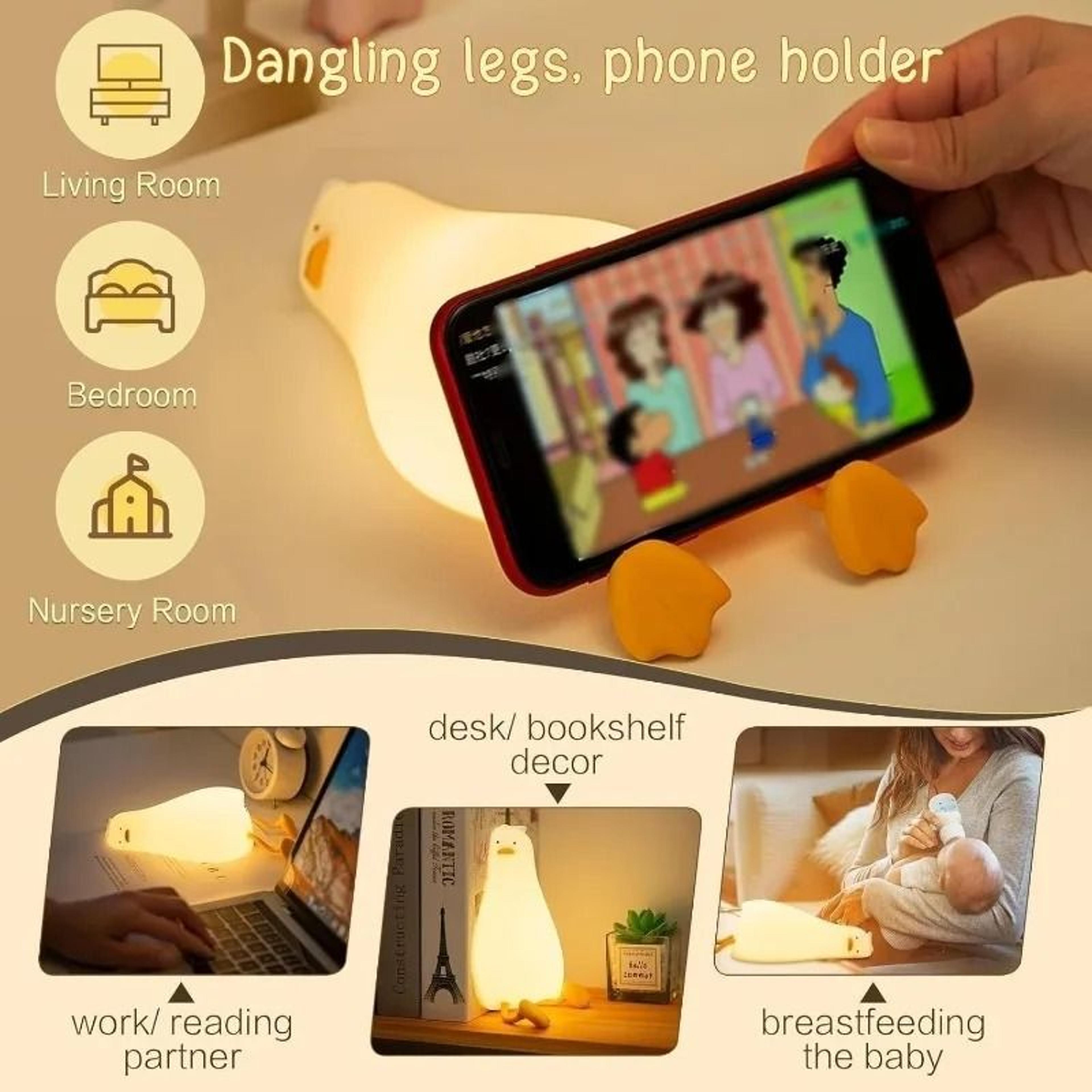 Rechargeable Silicone Duck Night Light  Touch Control Sleeping Lamp For Kids 1