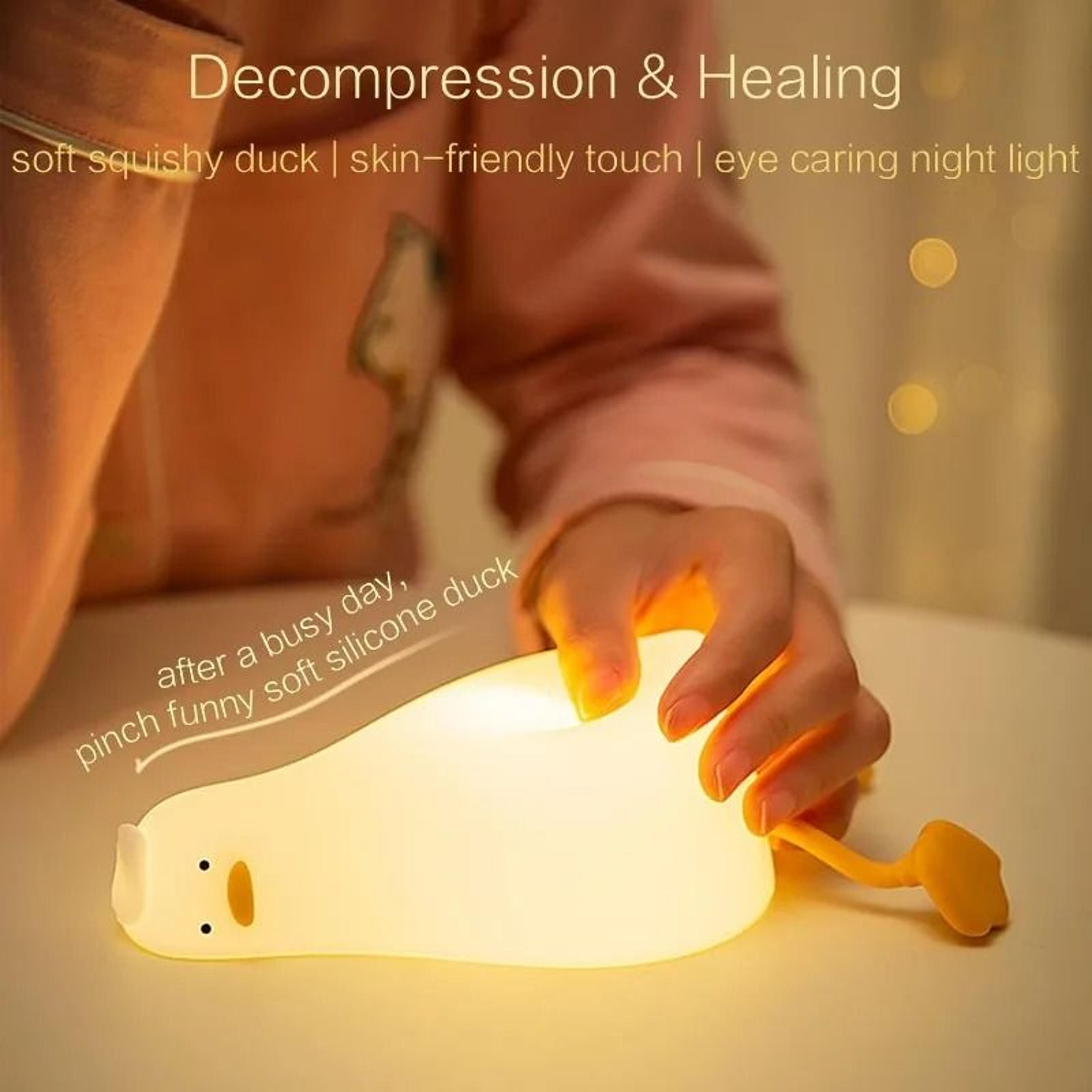 Rechargeable Silicone Duck Night Light  Touch Control Sleeping Lamp For Kids 3