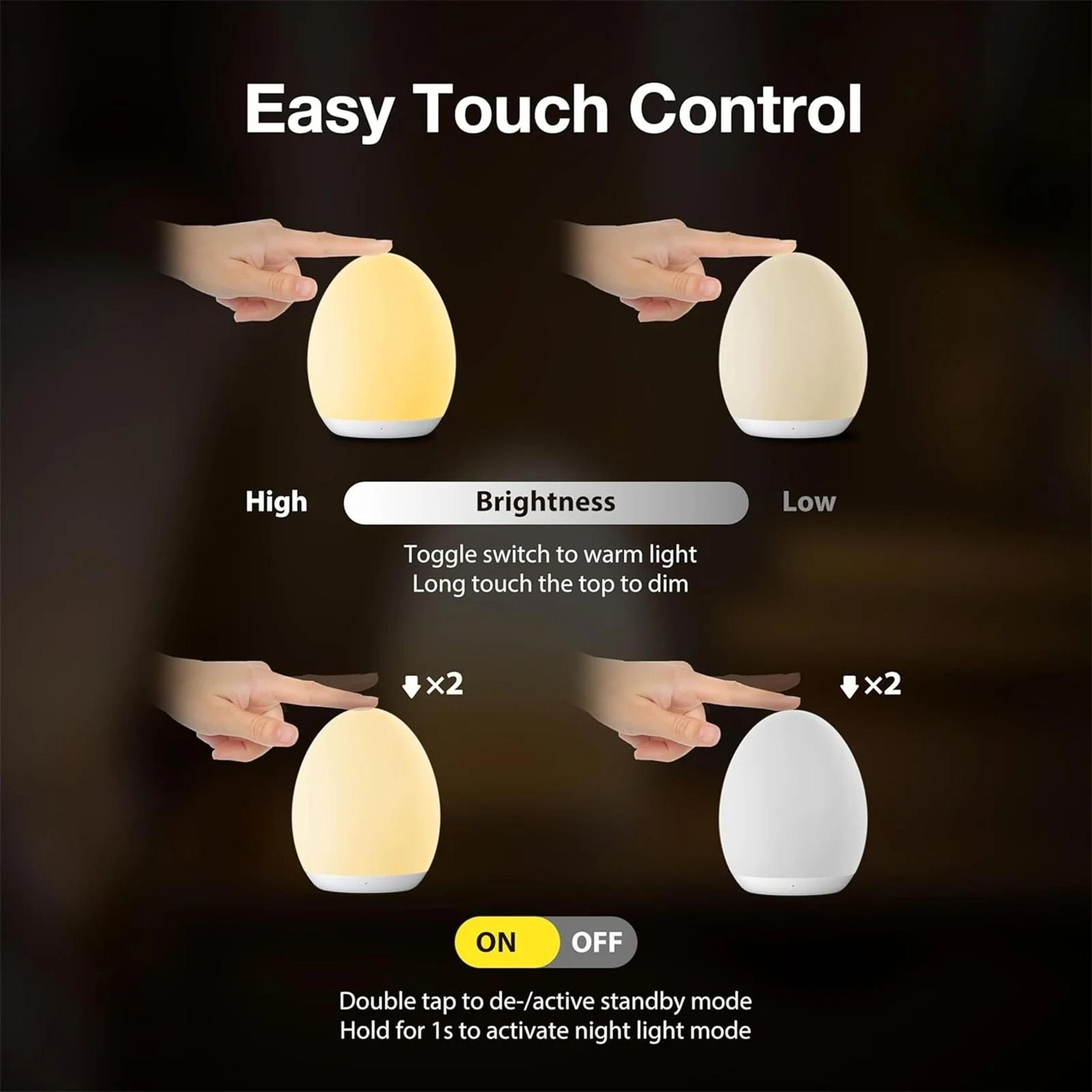 Rechargeable EggShape RGB Pat Light  Eye Protection Night Lamp For Nursery  Outdoor Use 4