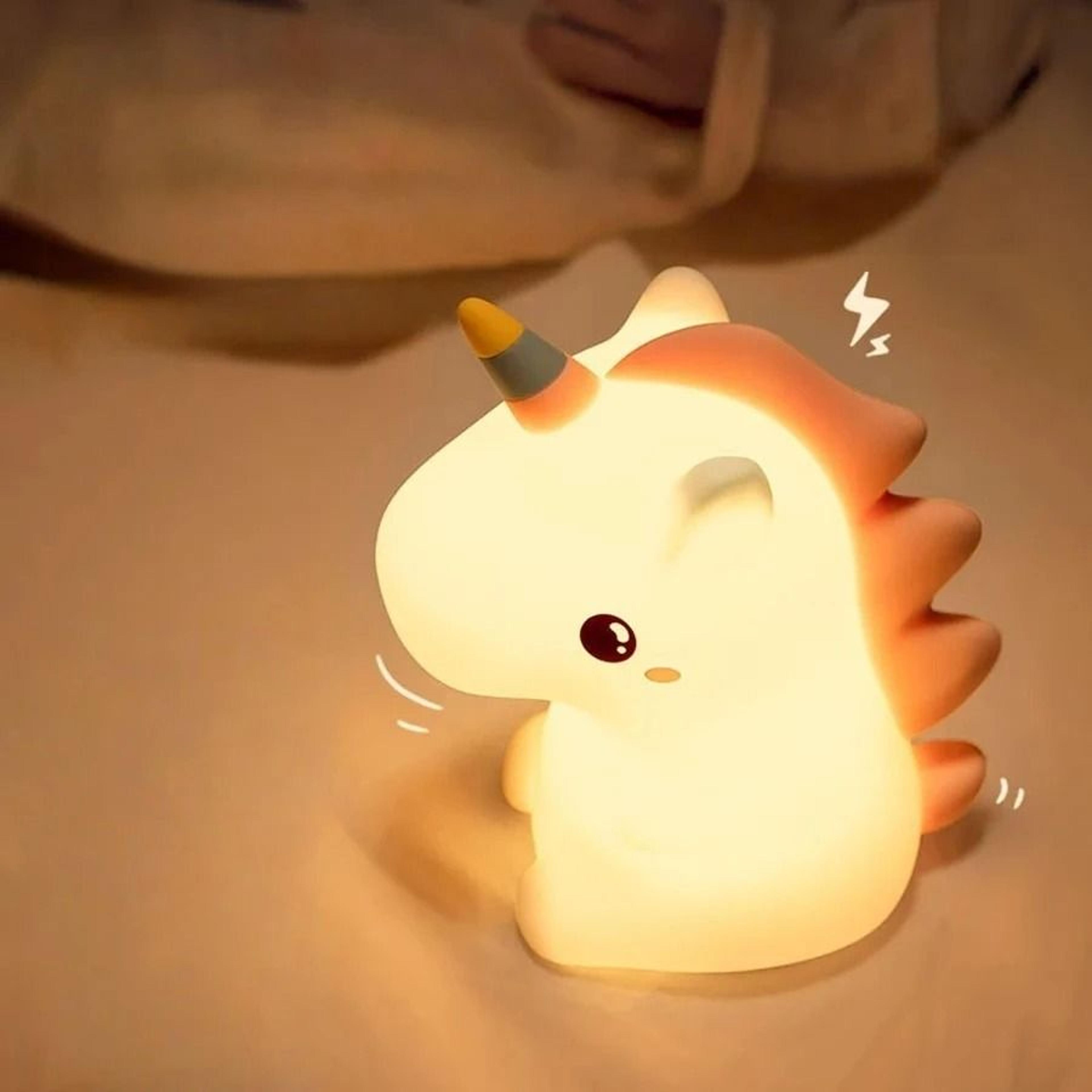 Cute Unicorn Silicone LED Night Light  USB Rechargeable Cartoon Lamp For Kids 2