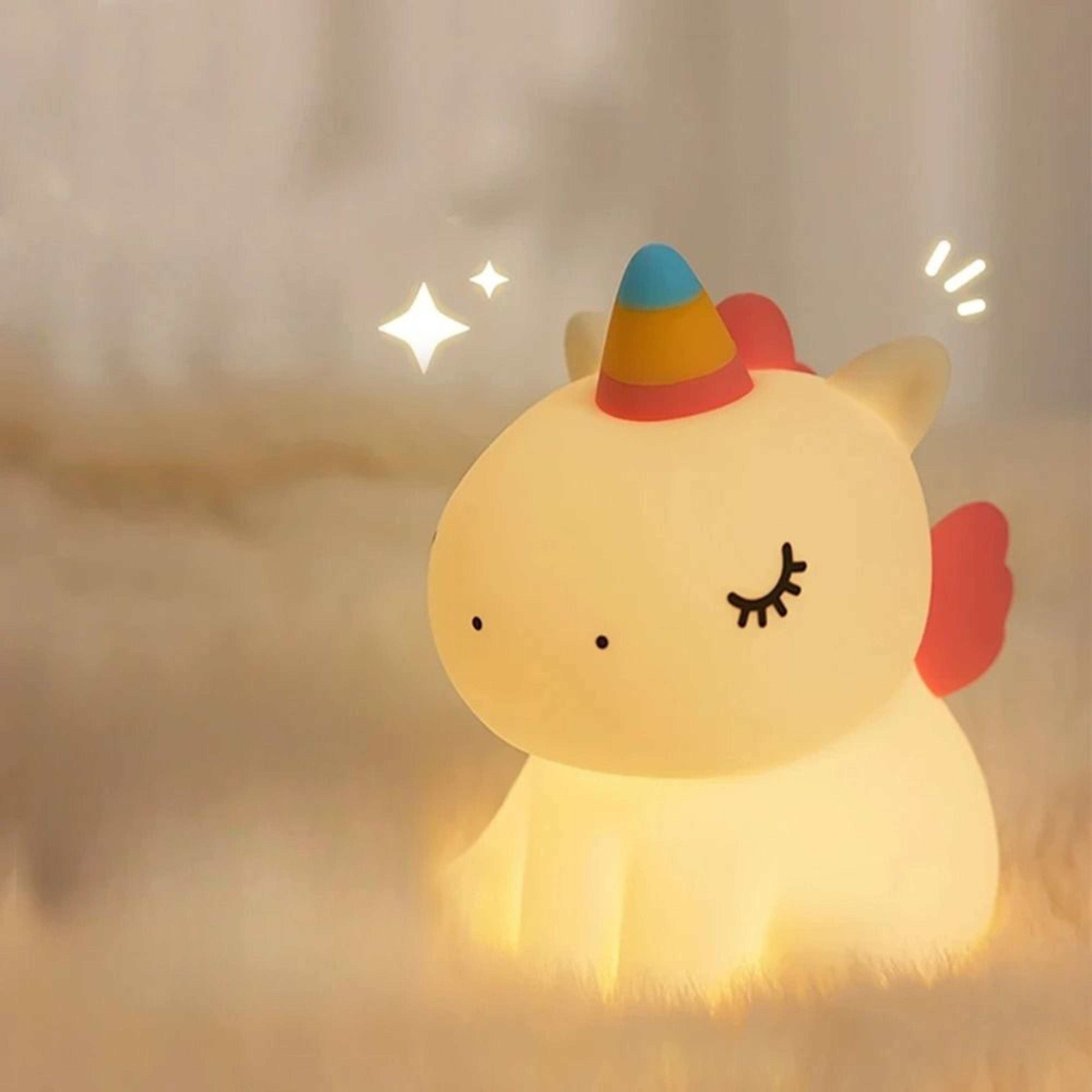 Cute Unicorn Silicone LED Night Light  USB Rechargeable Cartoon Lamp For Kids 4