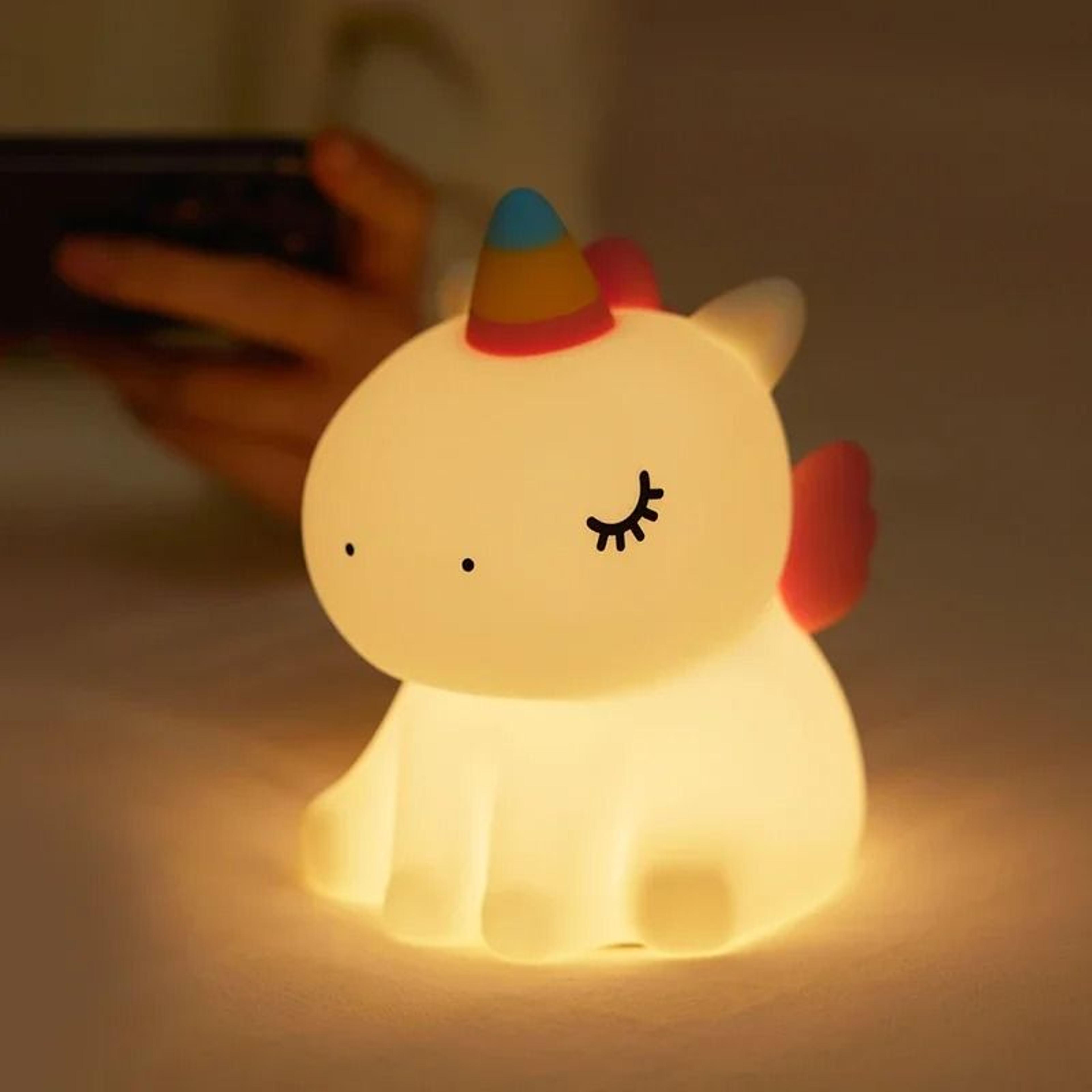Cute Unicorn Silicone LED Night Light  USB Rechargeable Cartoon Lamp For Kids 5