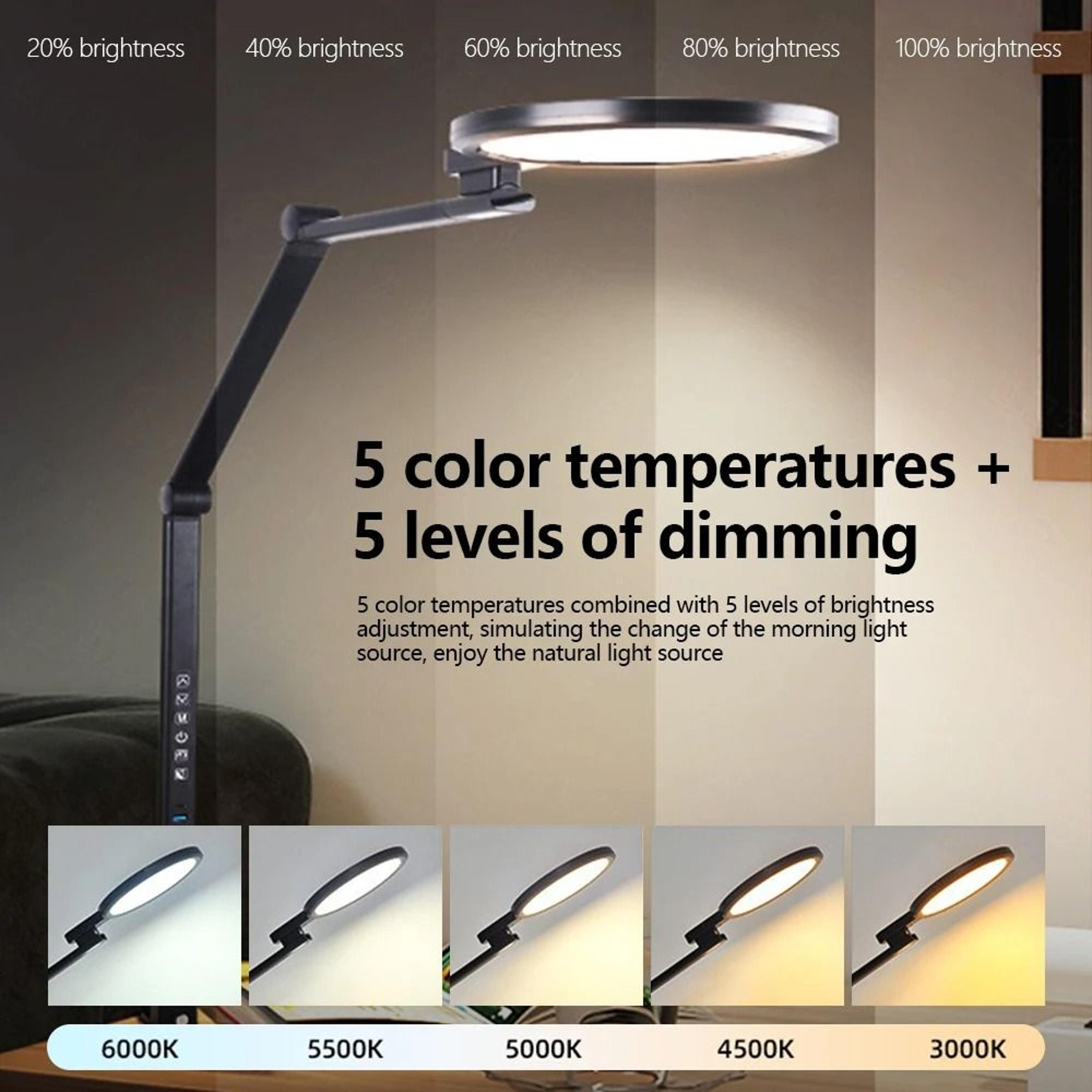 LED MultiFunctional Foldable Clip Reading Desk Lamp  1200LM UltraBright EyeCaring Work Light 3