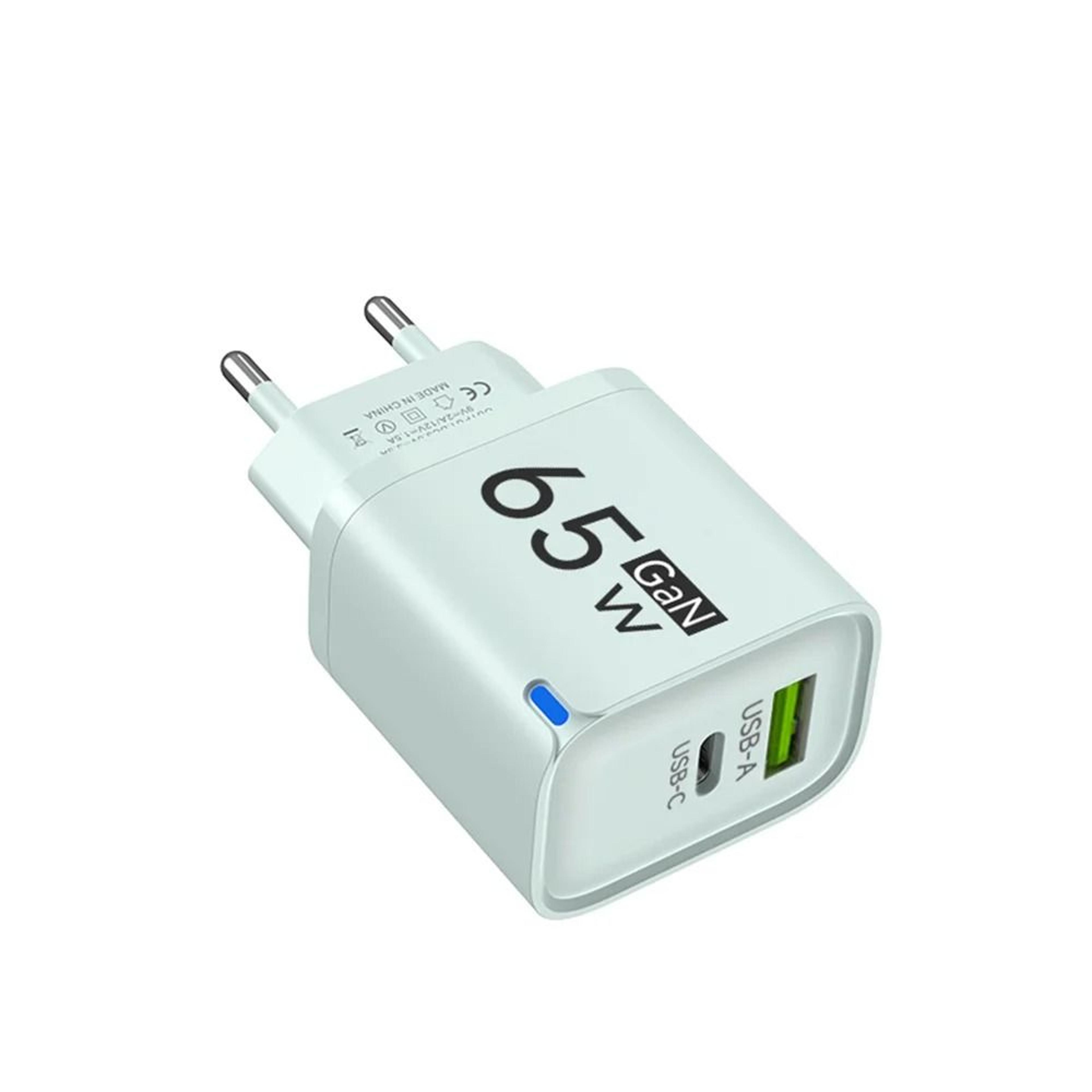 65W DualPort USBA  USBC Fast Charger  PD Quick Travel Adapter For IPhone Samsung  Xiaomi 10