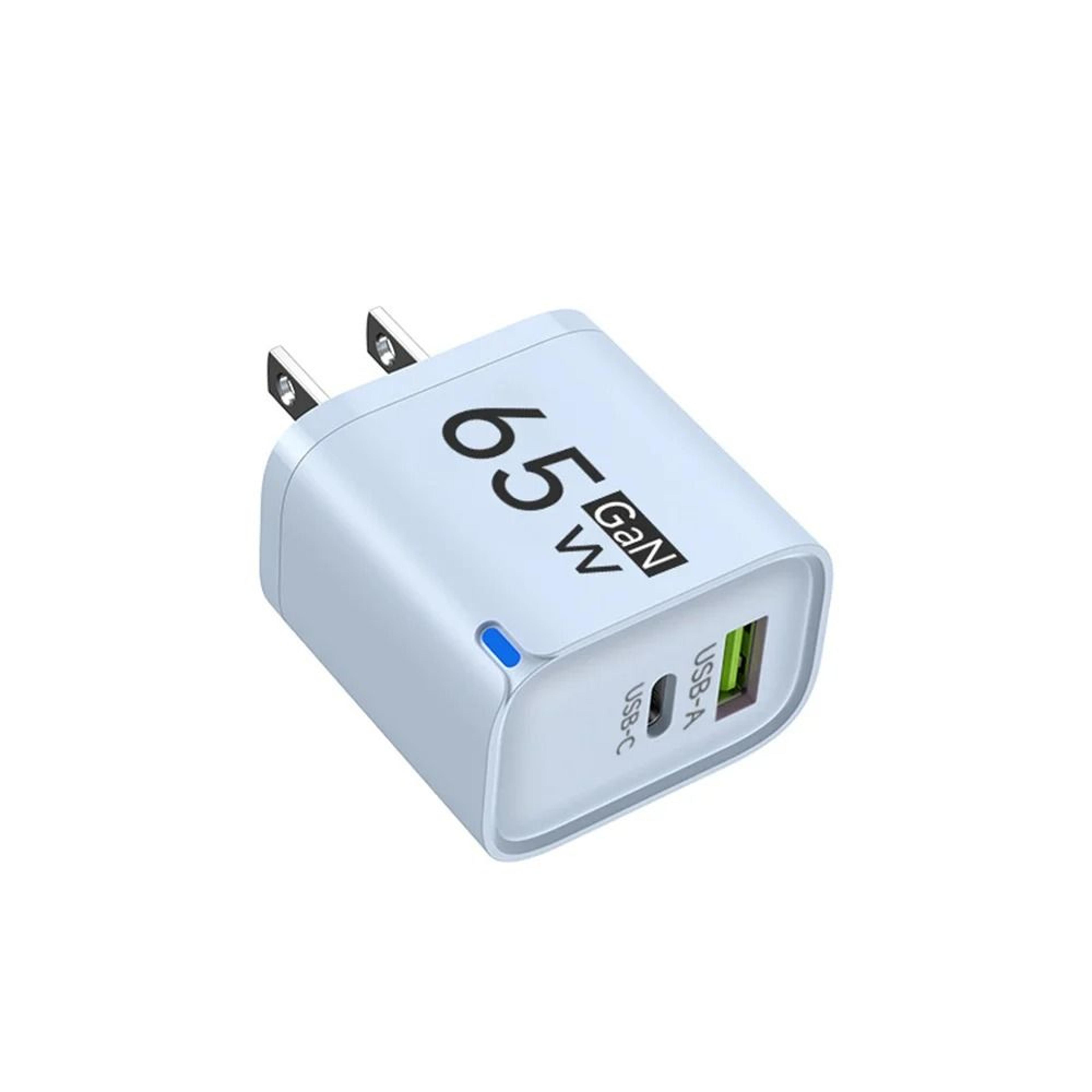 65W DualPort USBA  USBC Fast Charger  PD Quick Travel Adapter For IPhone Samsung  Xiaomi 13