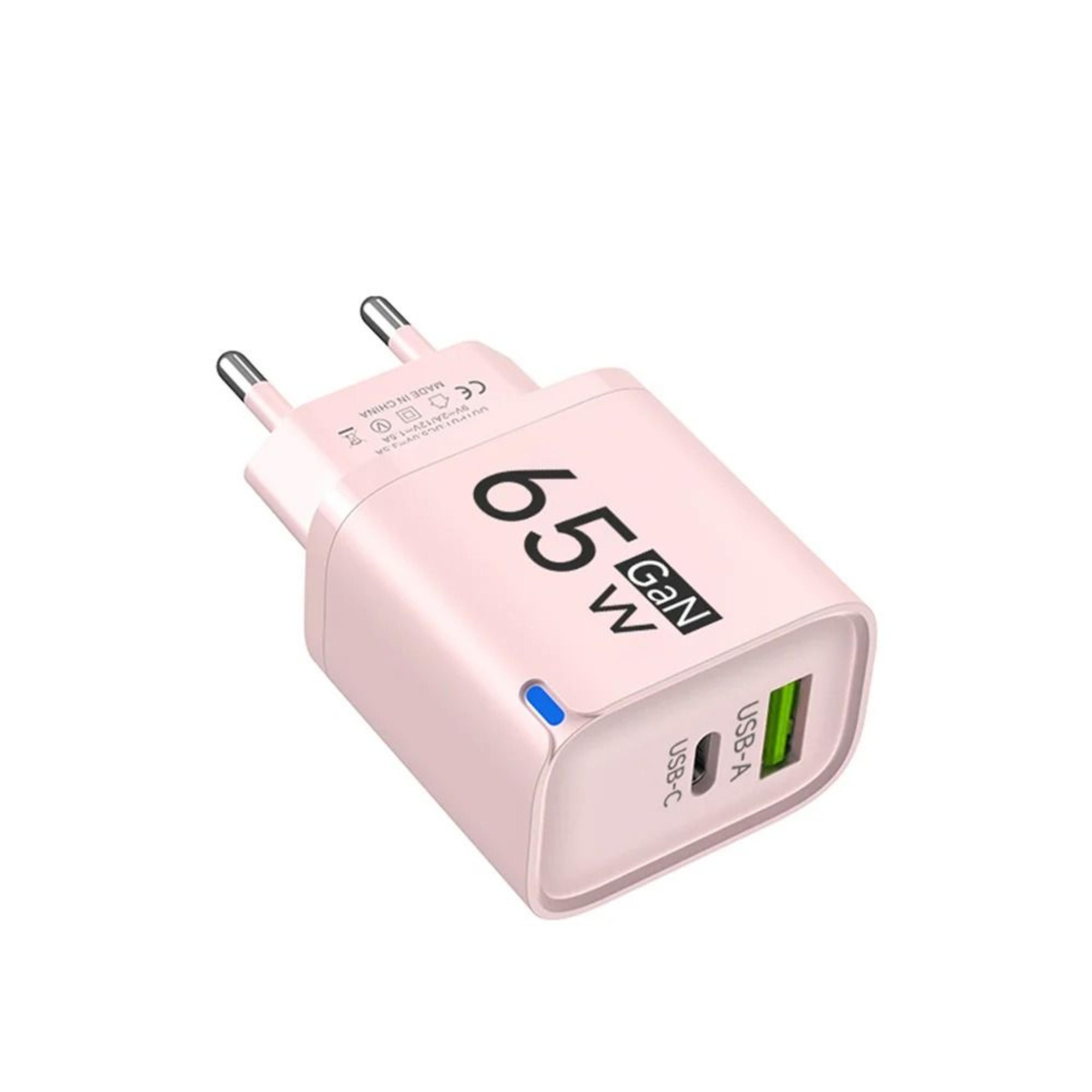 65W DualPort USBA  USBC Fast Charger  PD Quick Travel Adapter For IPhone Samsung  Xiaomi 6