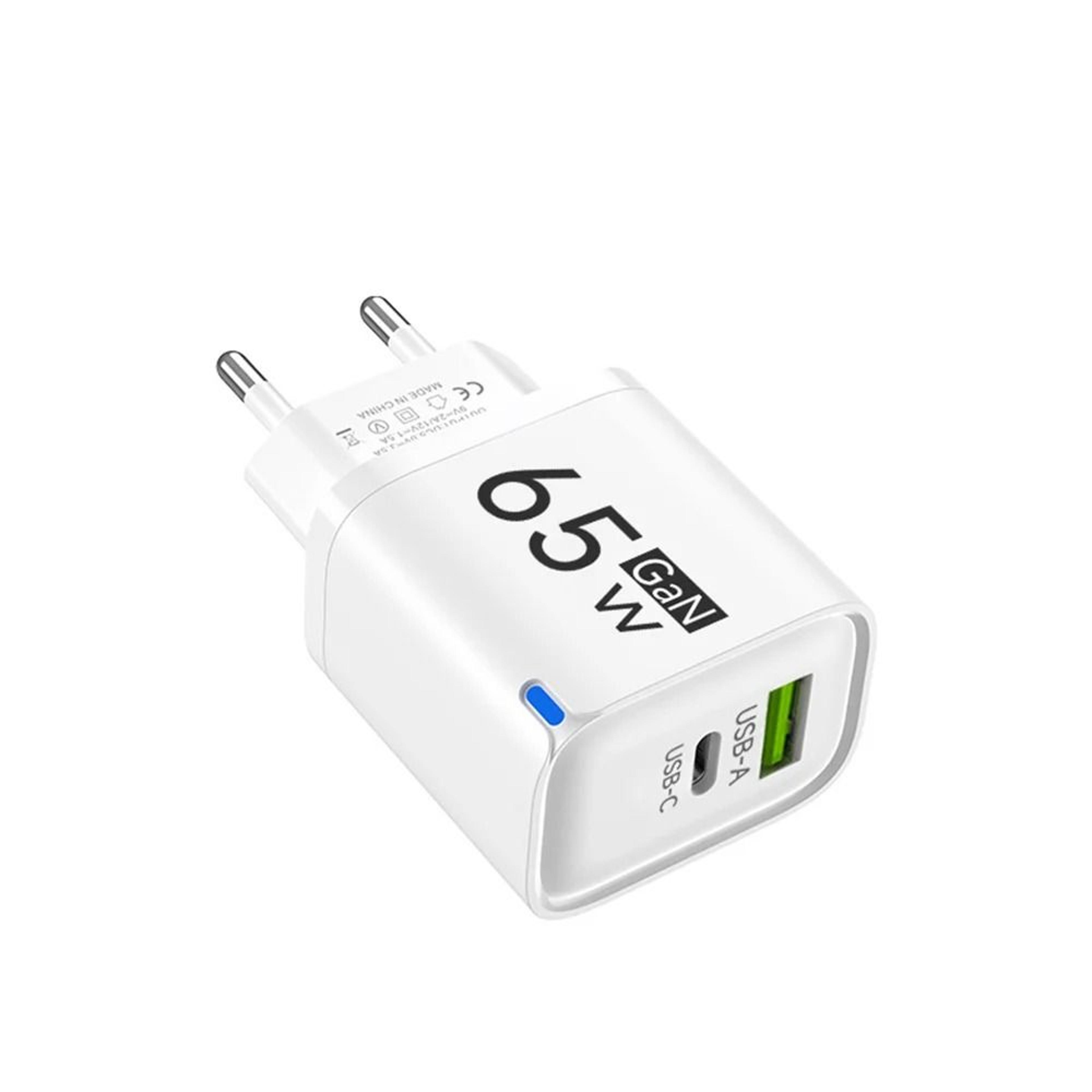 65W DualPort USBA  USBC Fast Charger  PD Quick Travel Adapter For IPhone Samsung  Xiaomi 7